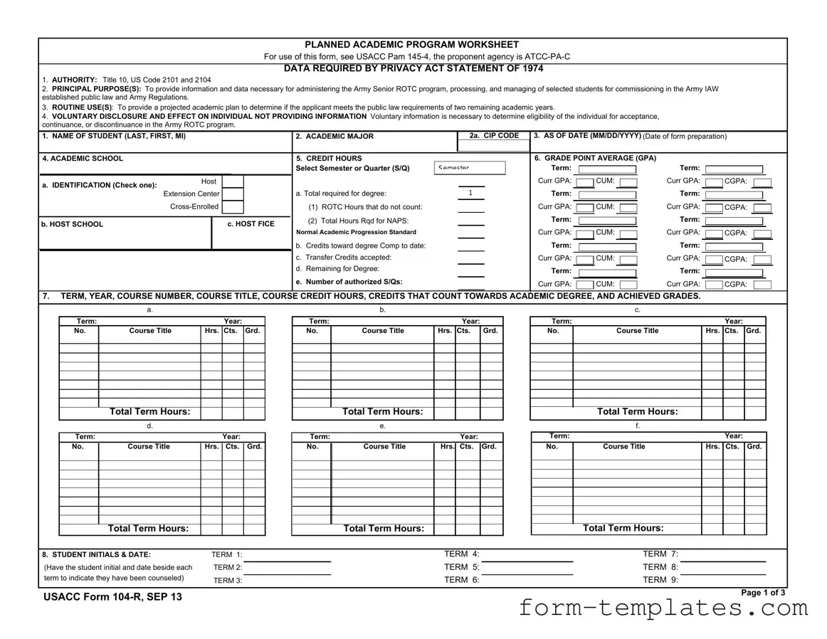 Fill Out a Valid 104 R Template