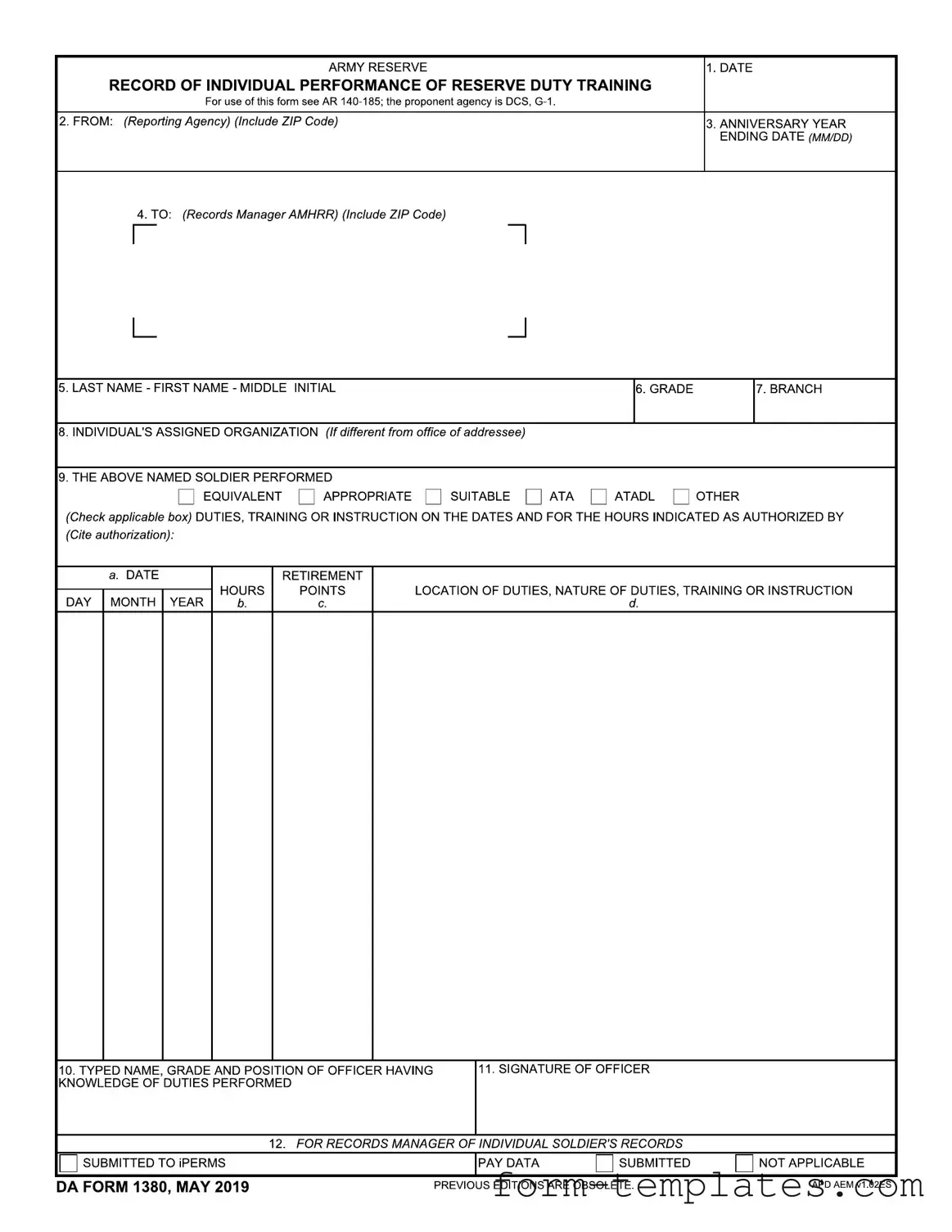 Fill Out a Valid Da 1380 Template