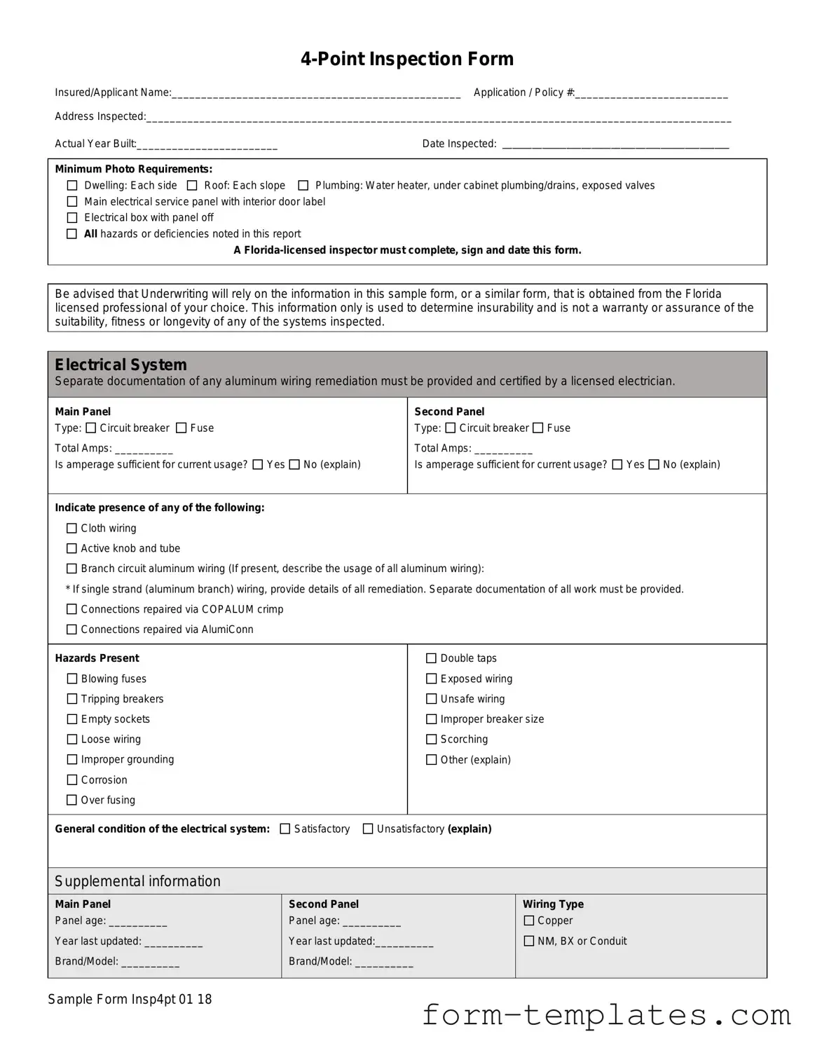 Fill Out a Valid 4 Point Inspection Template