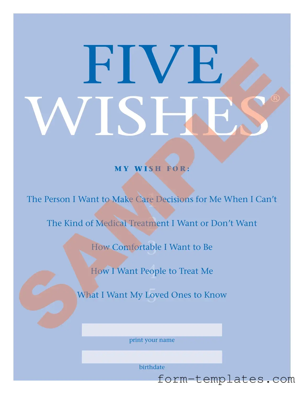 Fill Out a Valid 5 Wishes Document Template