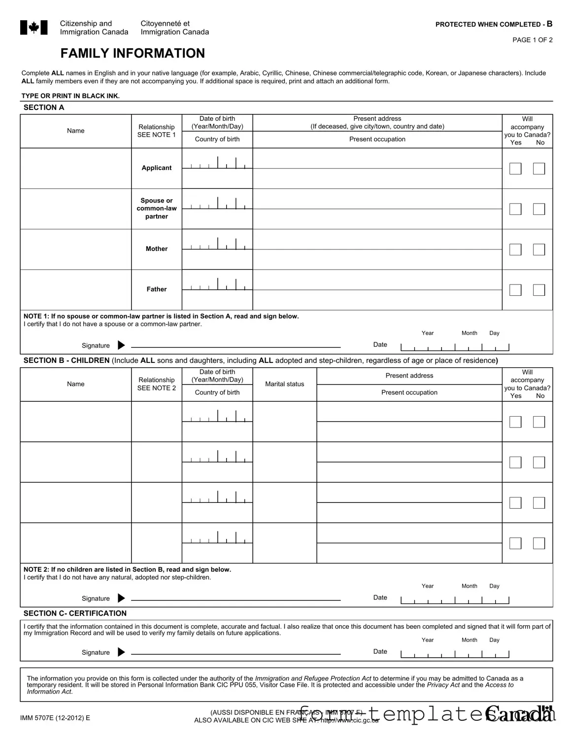 Fill Out a Valid Imm5707 Template