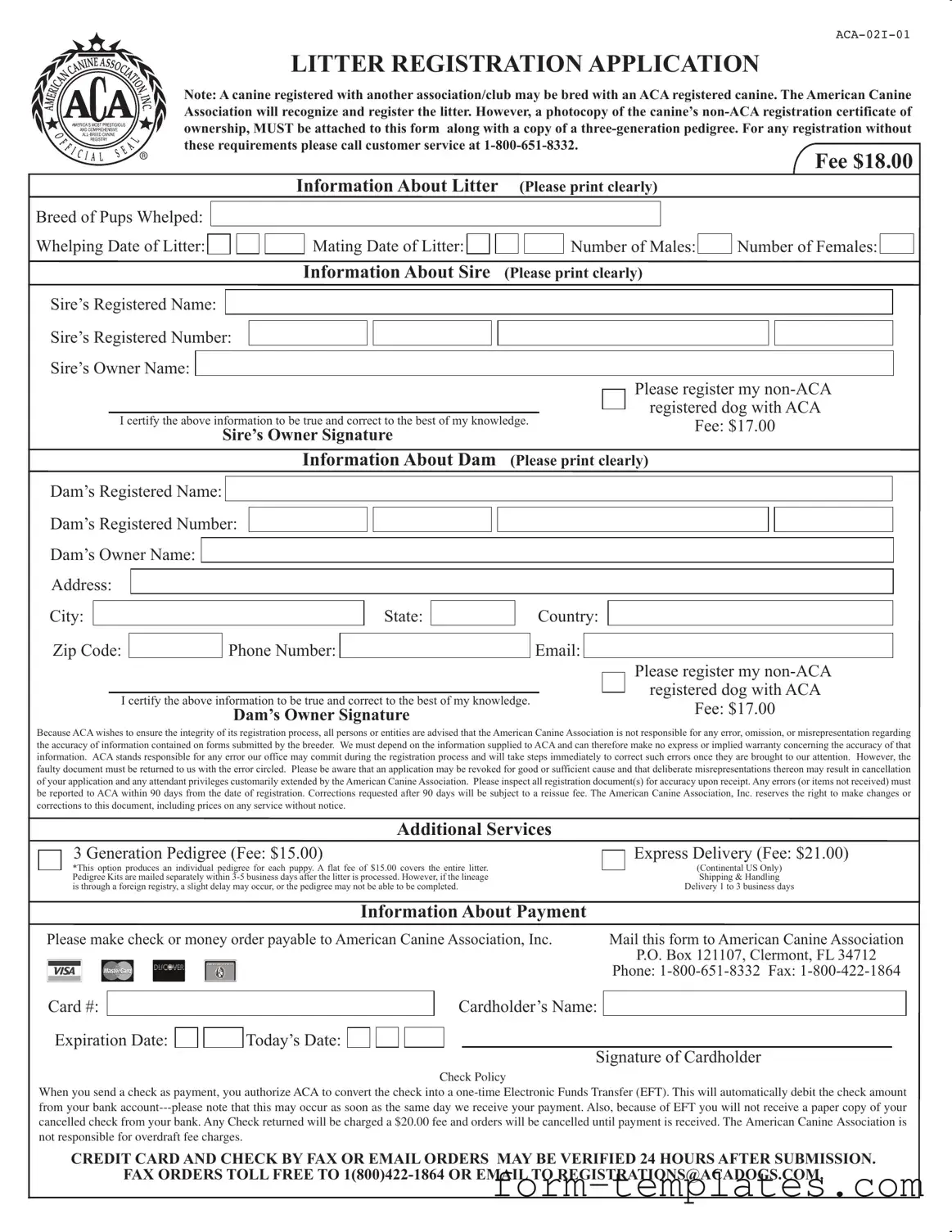 Fill Out a Valid Aca Litter Registration Template
