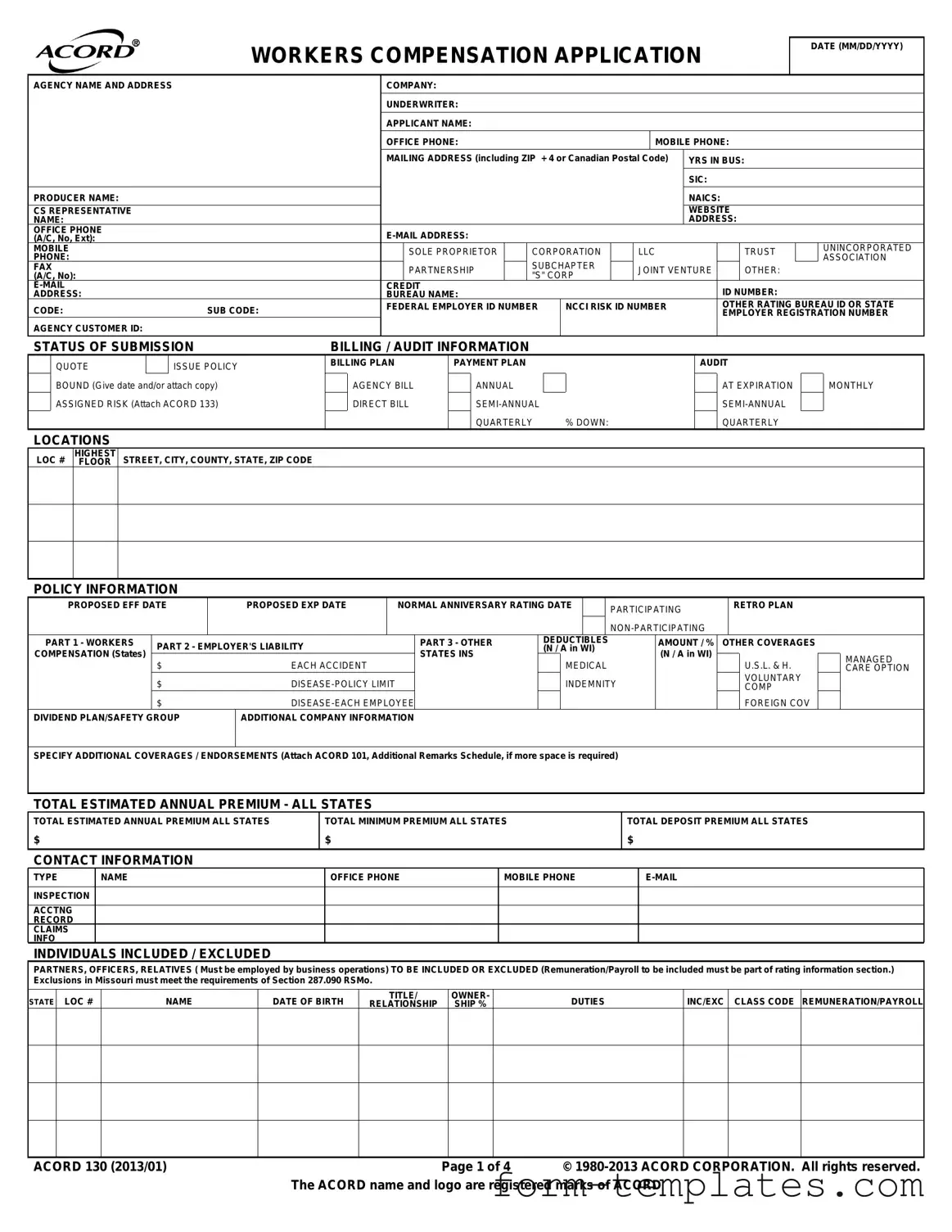Fill Out a Valid Acord 130 Template