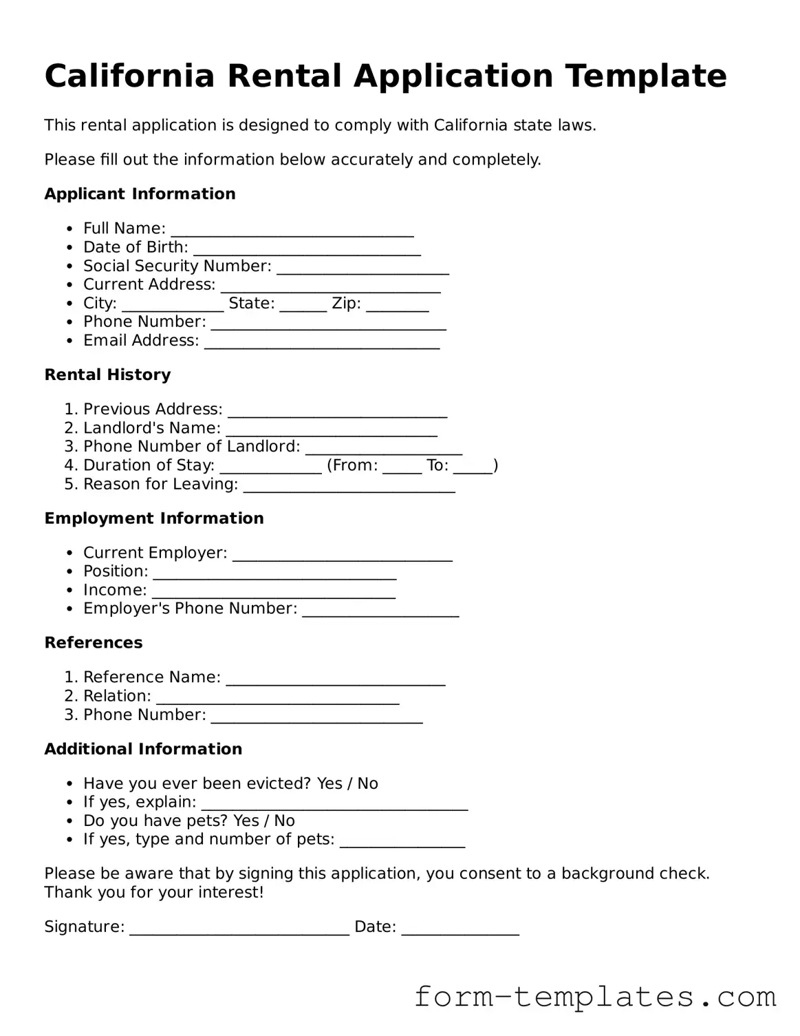 Attorney-Approved Rental Application Document