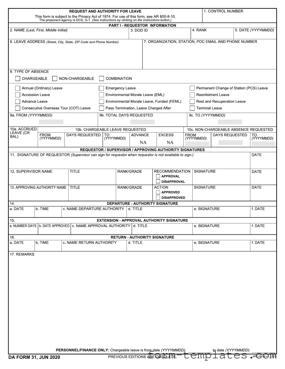 Fill Out a Valid Da 31 Template