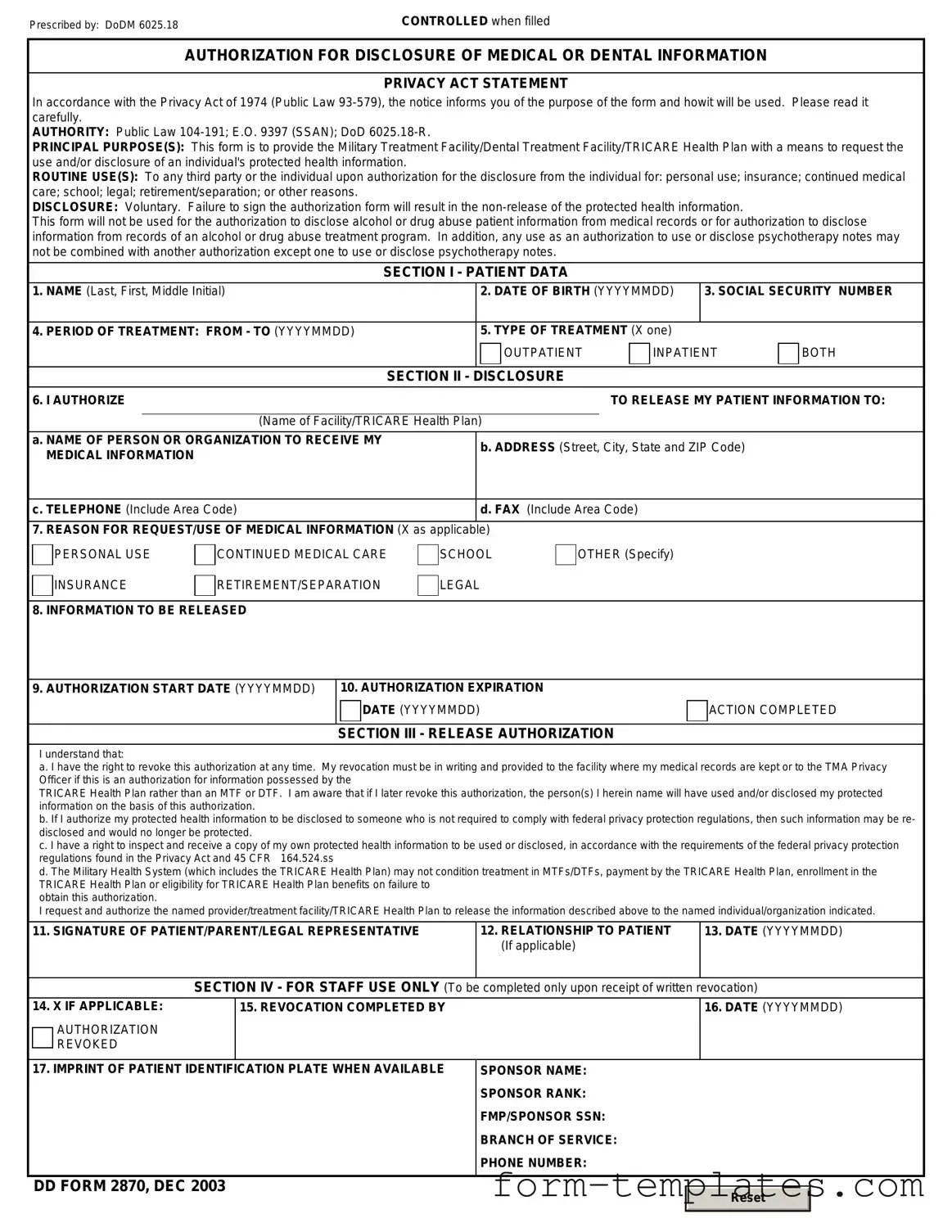 Fill Out a Valid DD 2870 Template