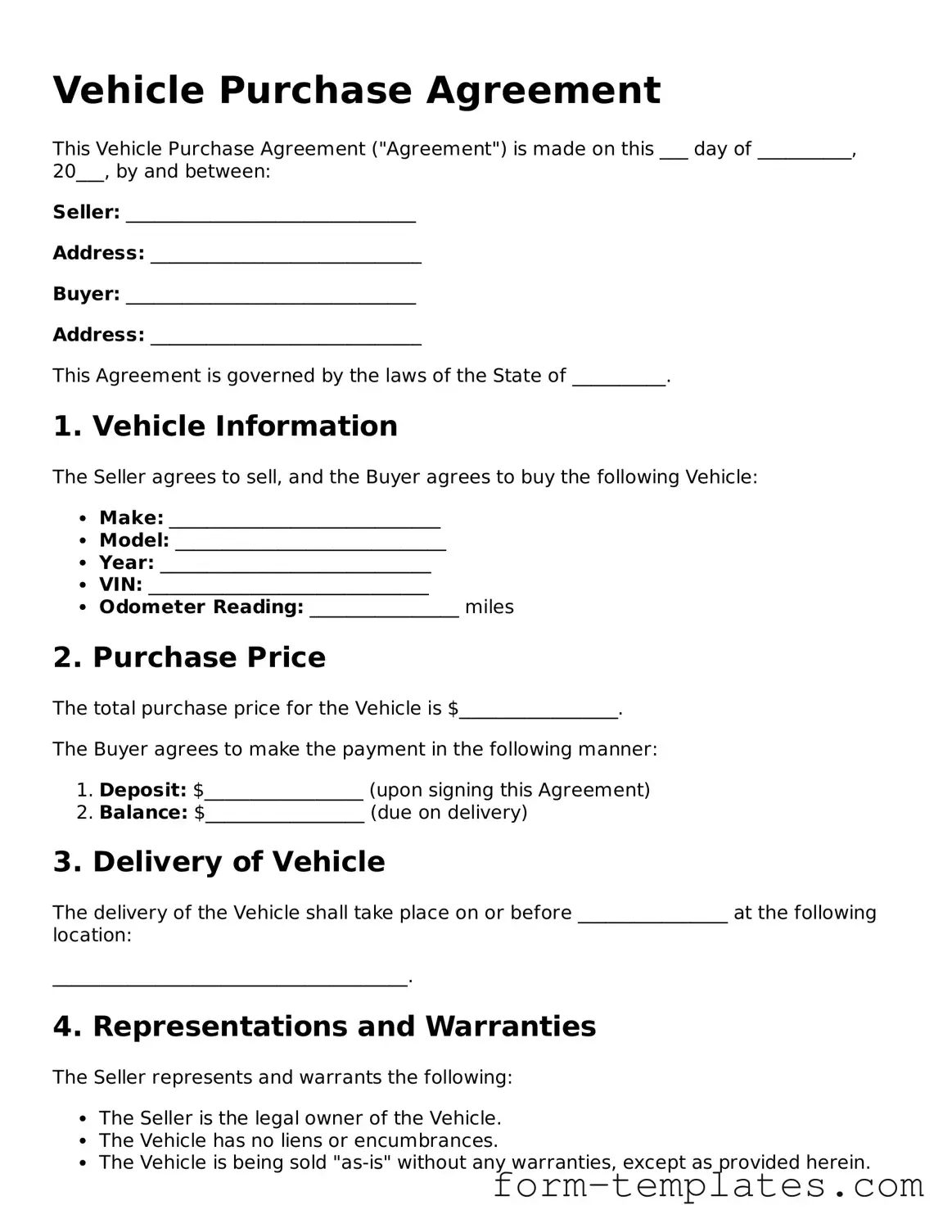 Attorney-Approved Vehicle Purchase Agreement Document
