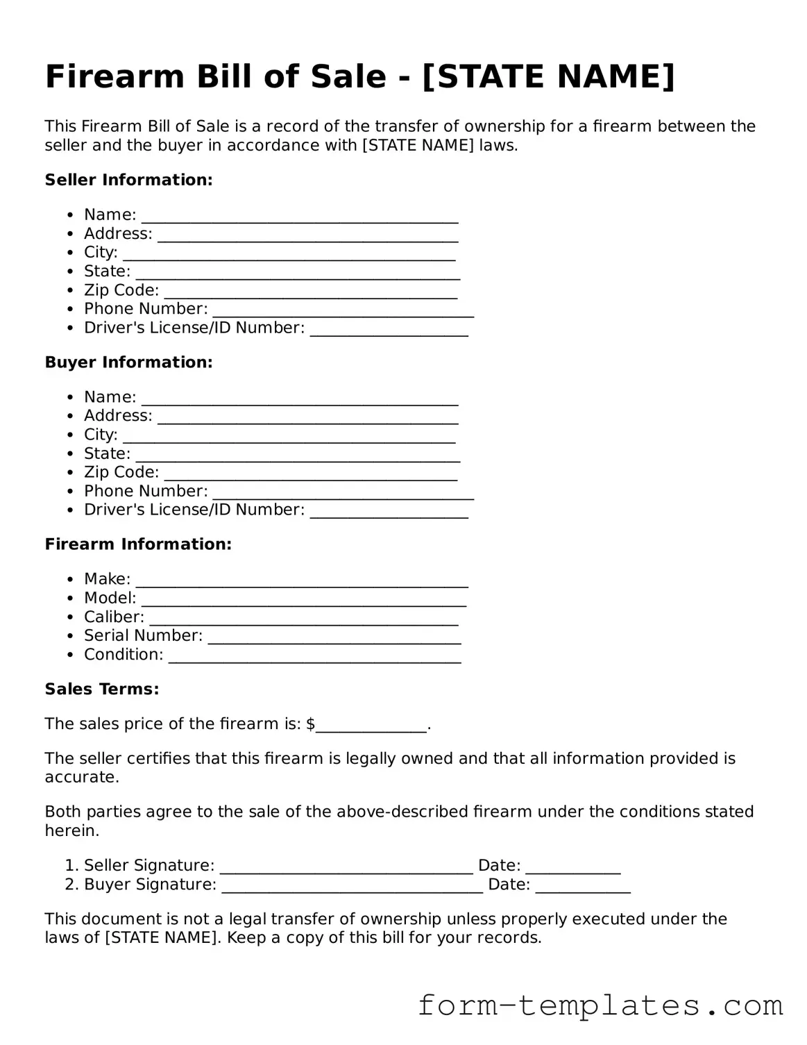 Attorney-Approved Firearm Bill of Sale Document