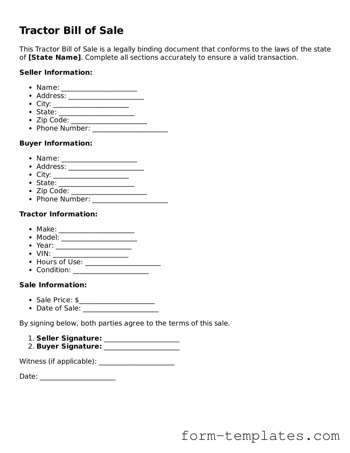 Attorney-Approved Tractor Bill of Sale Document