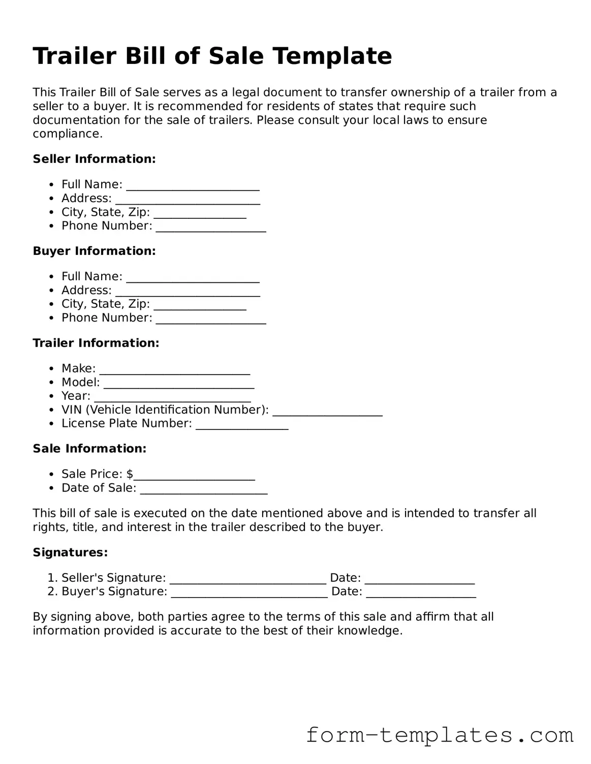 Attorney-Approved Trailer Bill of Sale Document