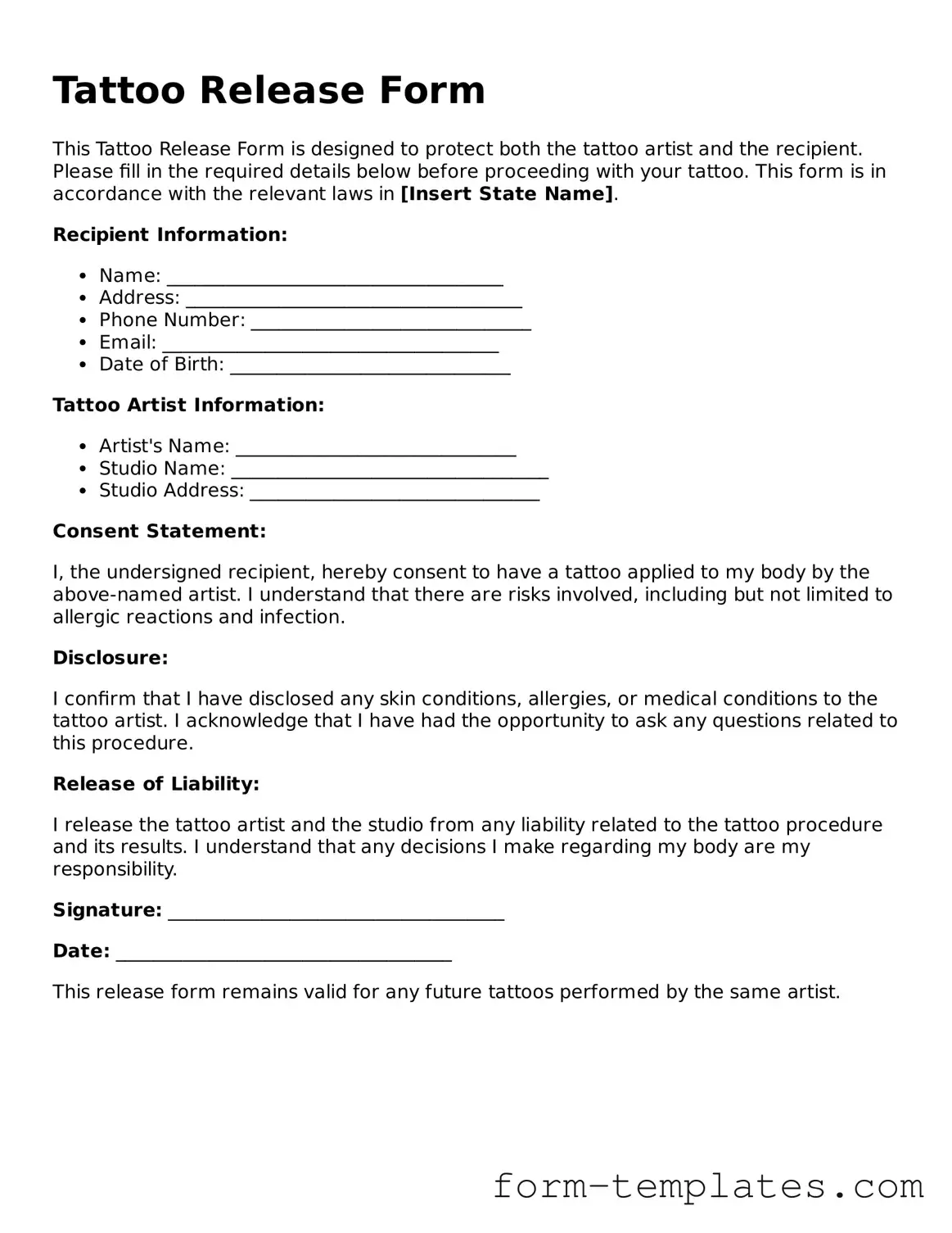 Attorney-Approved Tattoo Release Document