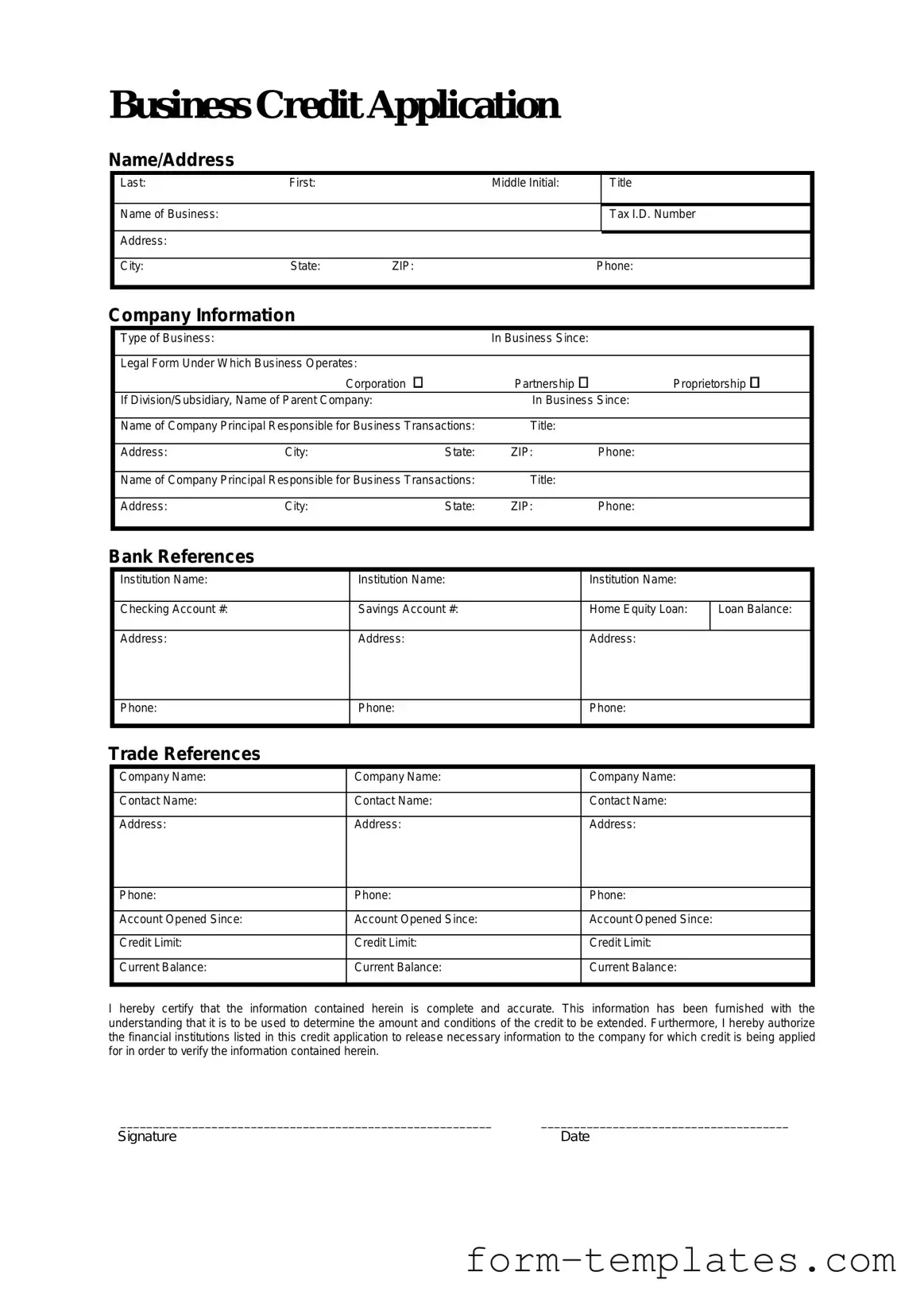 Fill Out a Valid Business Credit Application Template