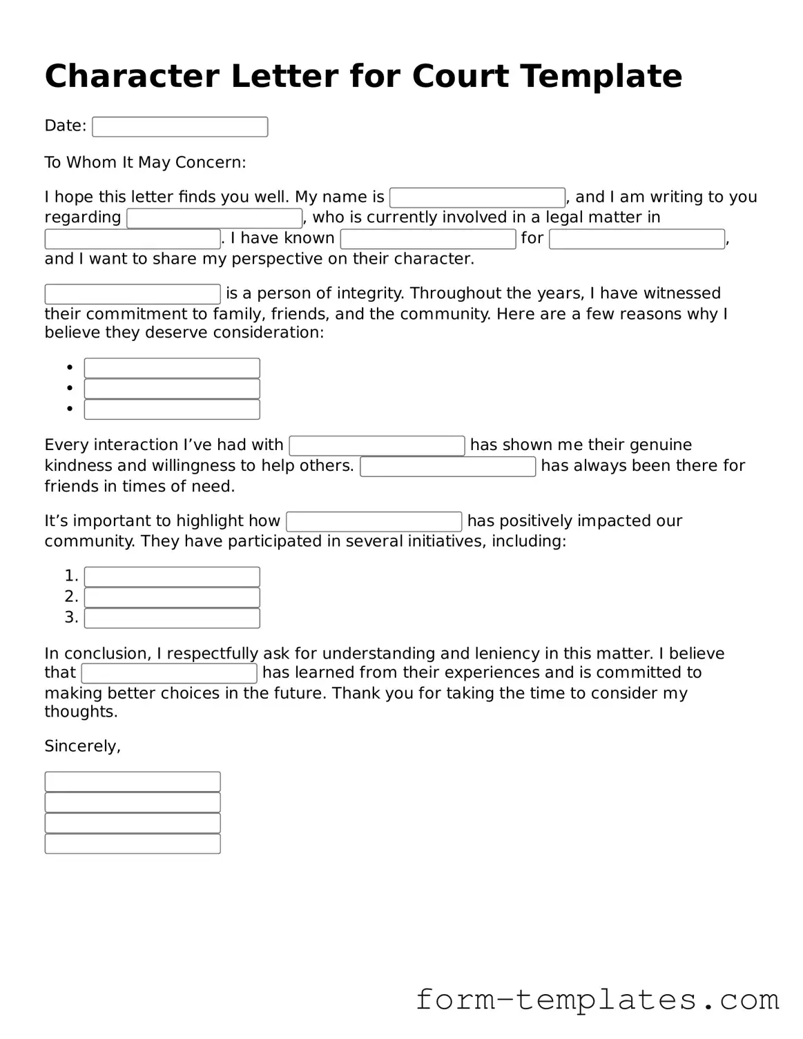 Attorney-Approved Character Letter for Court Document