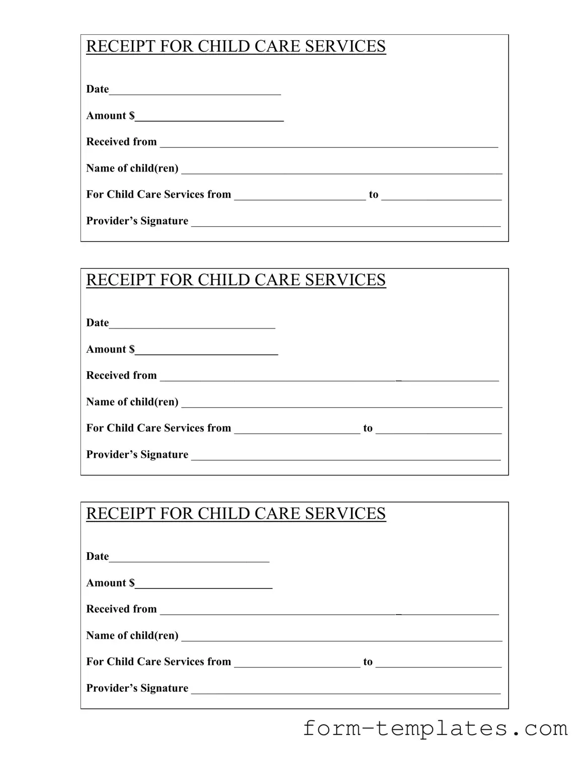 Fill Out a Valid Childcare Receipt Template
