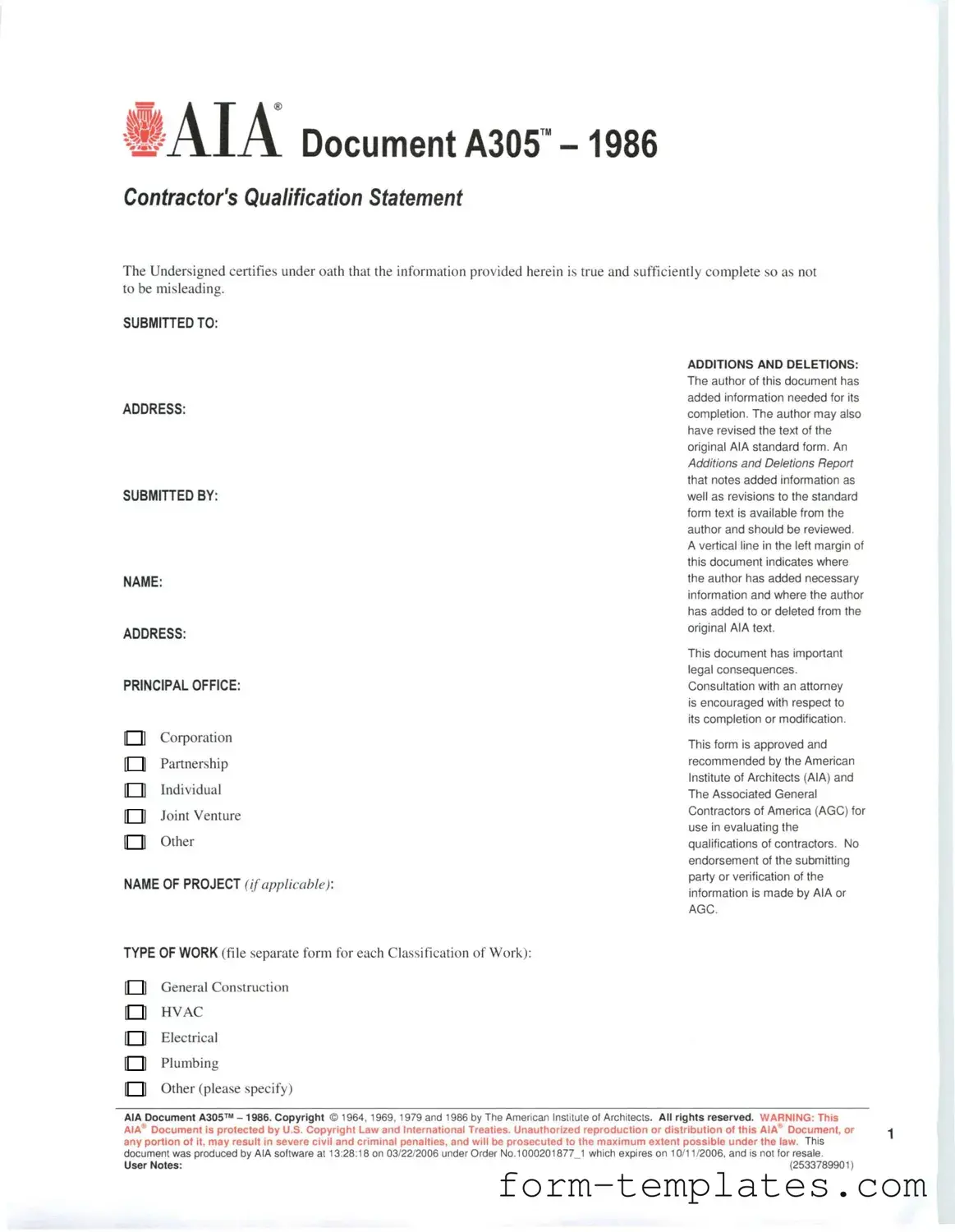 Fill Out a Valid AIA A305 Template