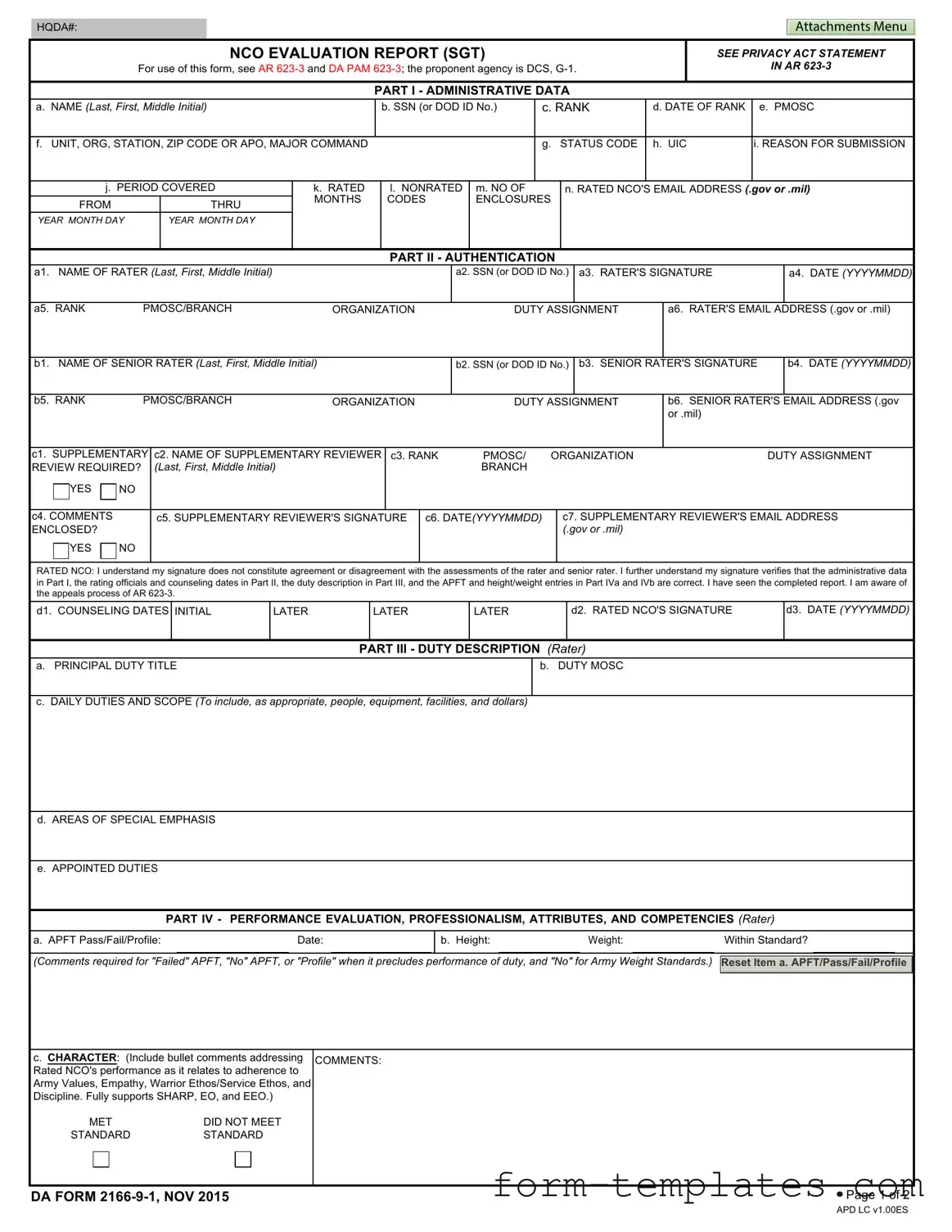 Fill Out a Valid Da 2166 9 1 Template