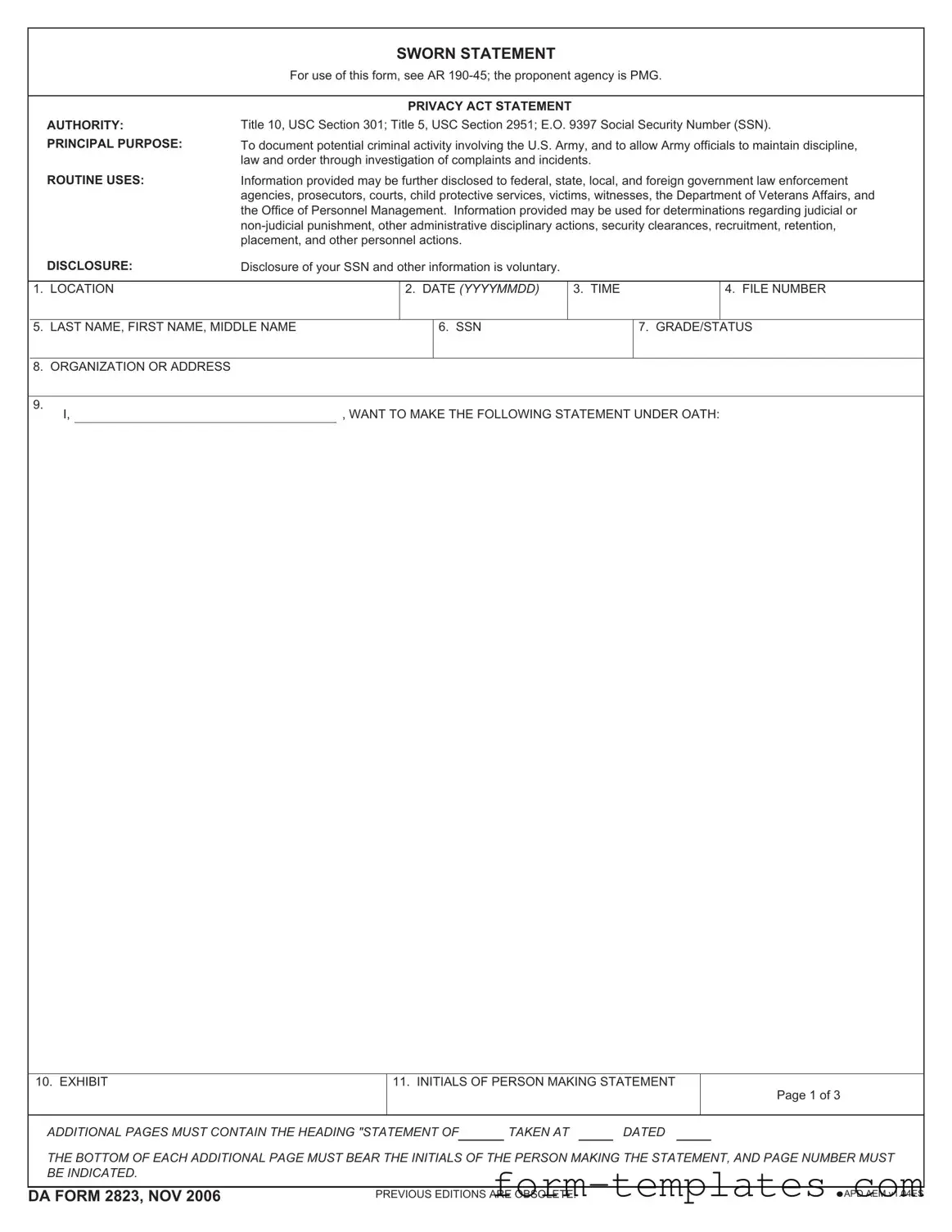 Fill Out a Valid Da 2823 Template