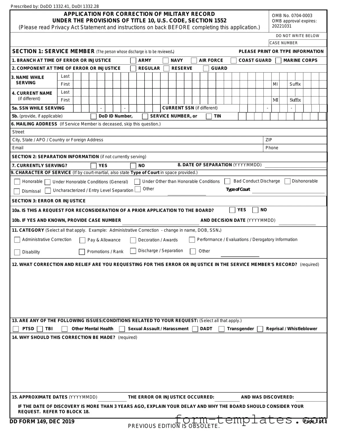 Fill Out a Valid DD 149 Template