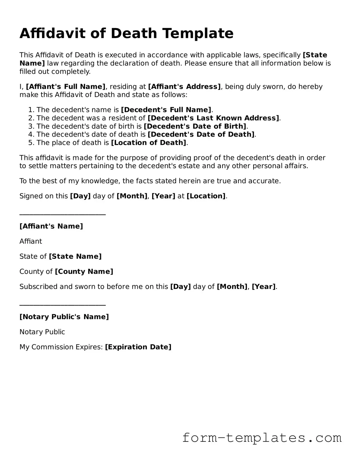 Attorney-Approved Affidavit of Death Document