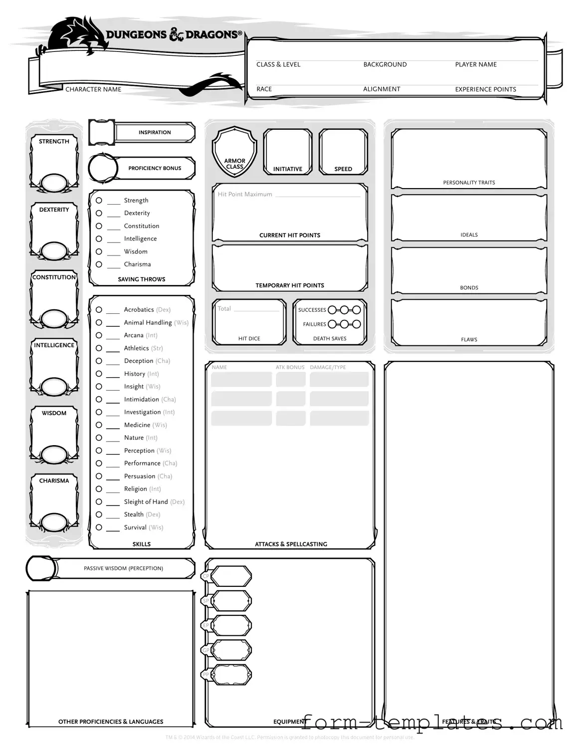Fill Out a Valid Dnd Character Sheet Template