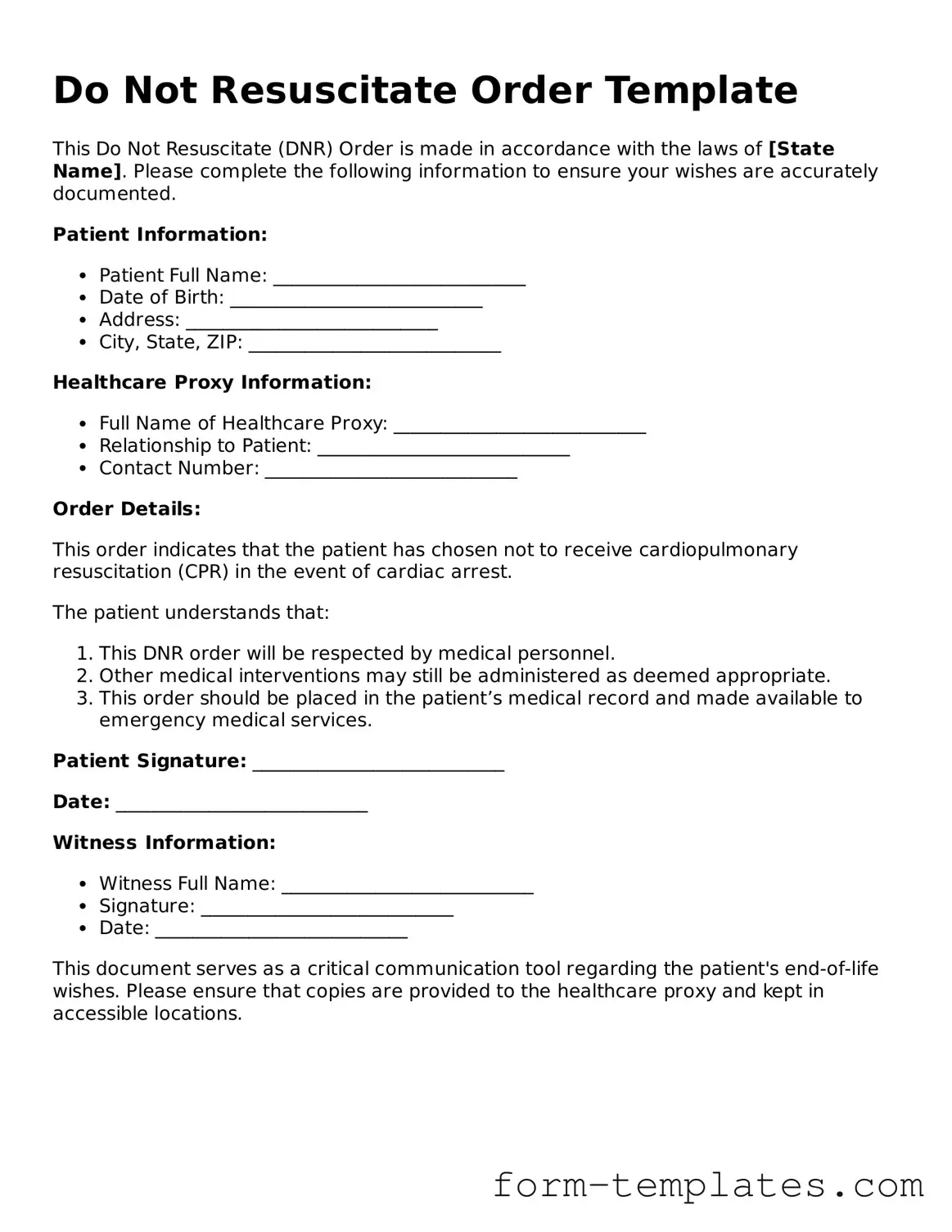 Attorney-Approved Do Not Resuscitate Order Document