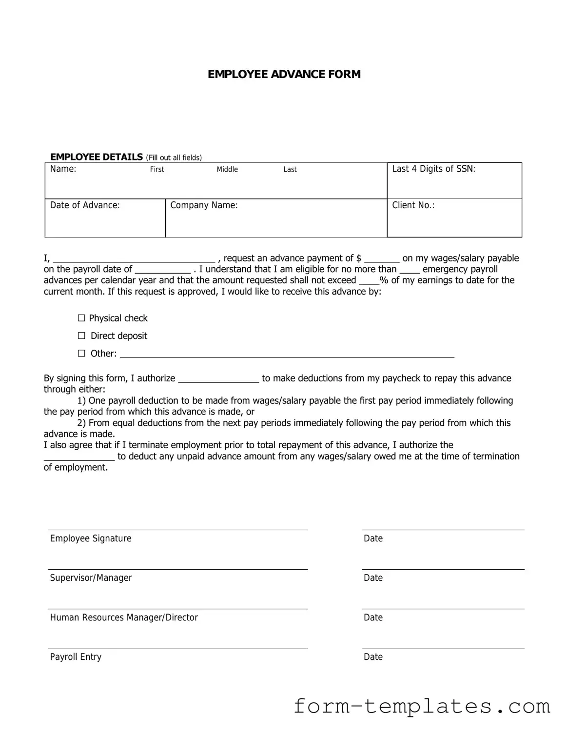 Fill Out a Valid Employee Advance Template