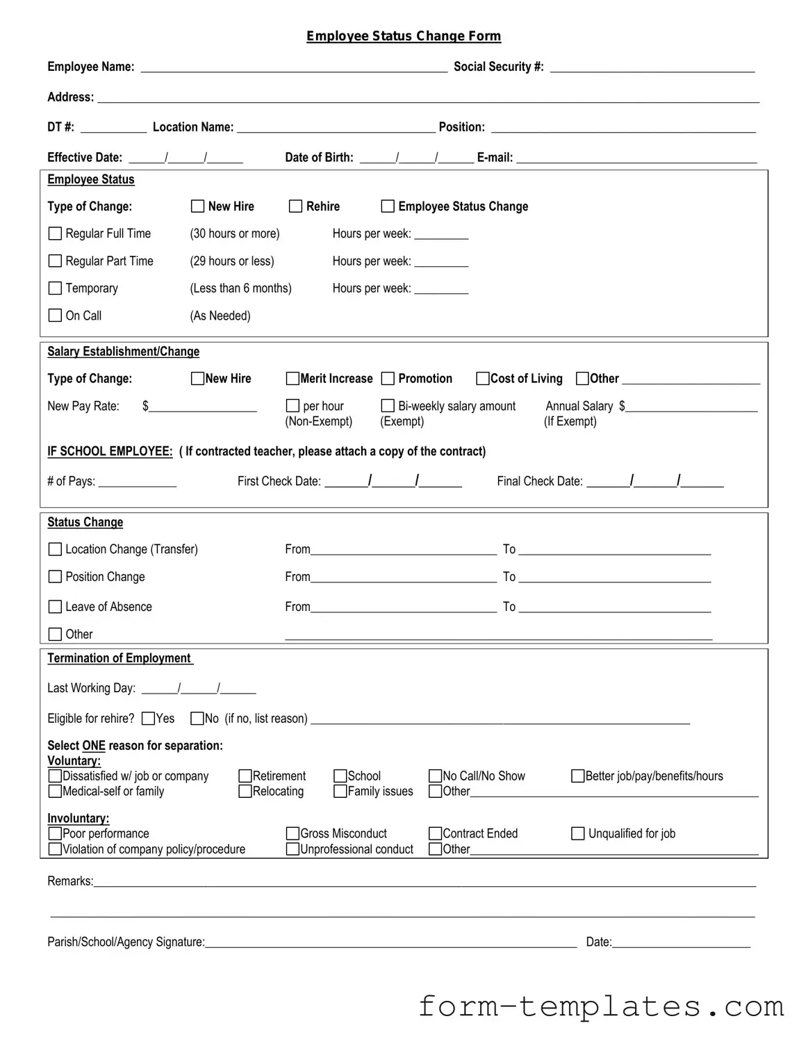 Fill Out a Valid Employee Status Change Template