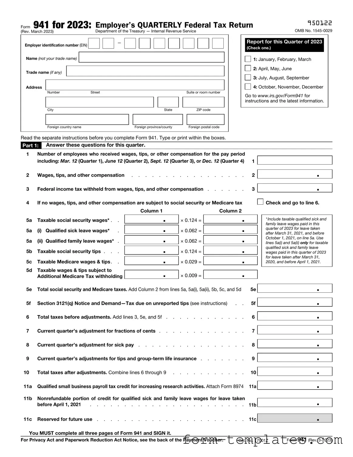 Fill Out a Valid IRS 941 Template