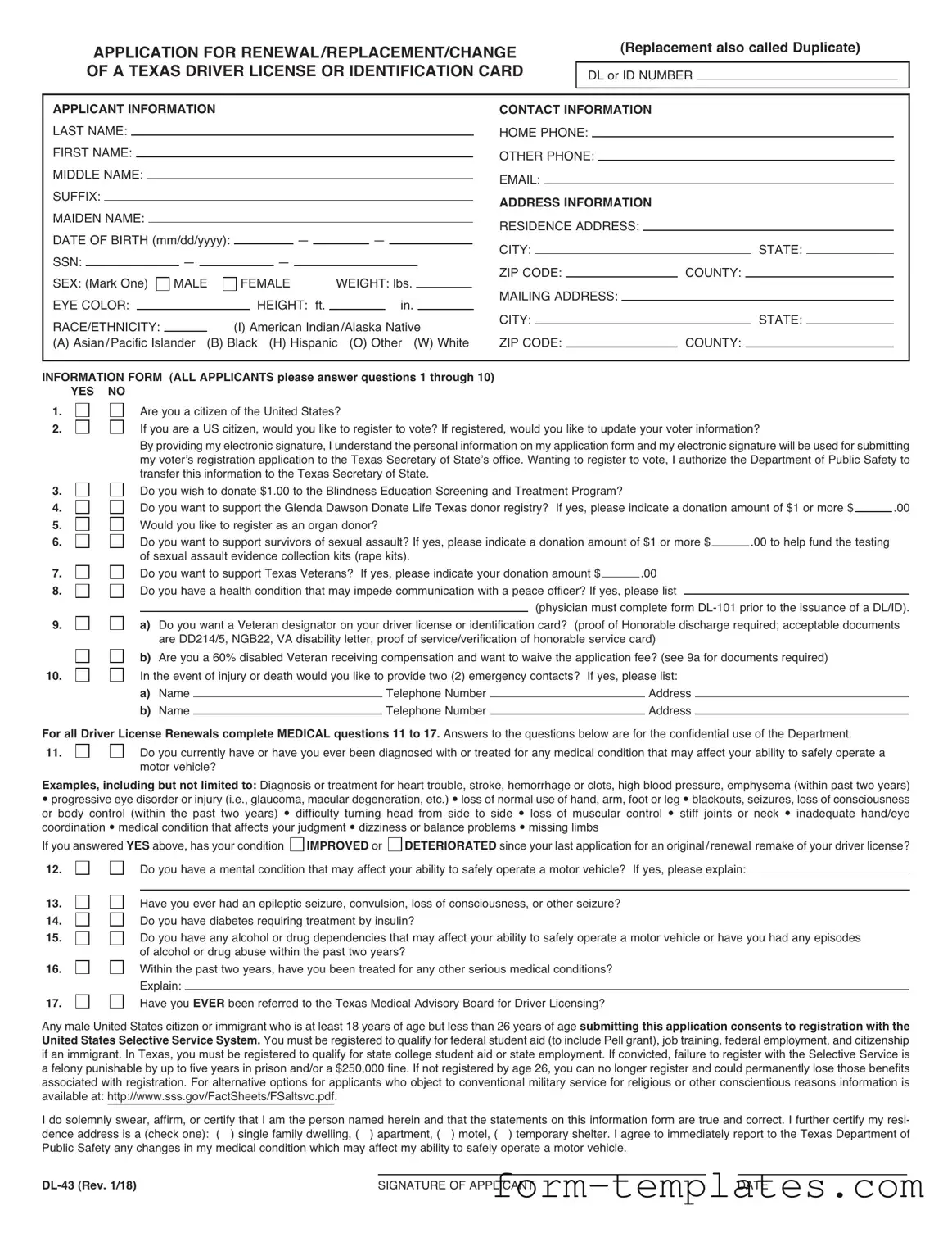 Fill Out a Valid DL-43 Template