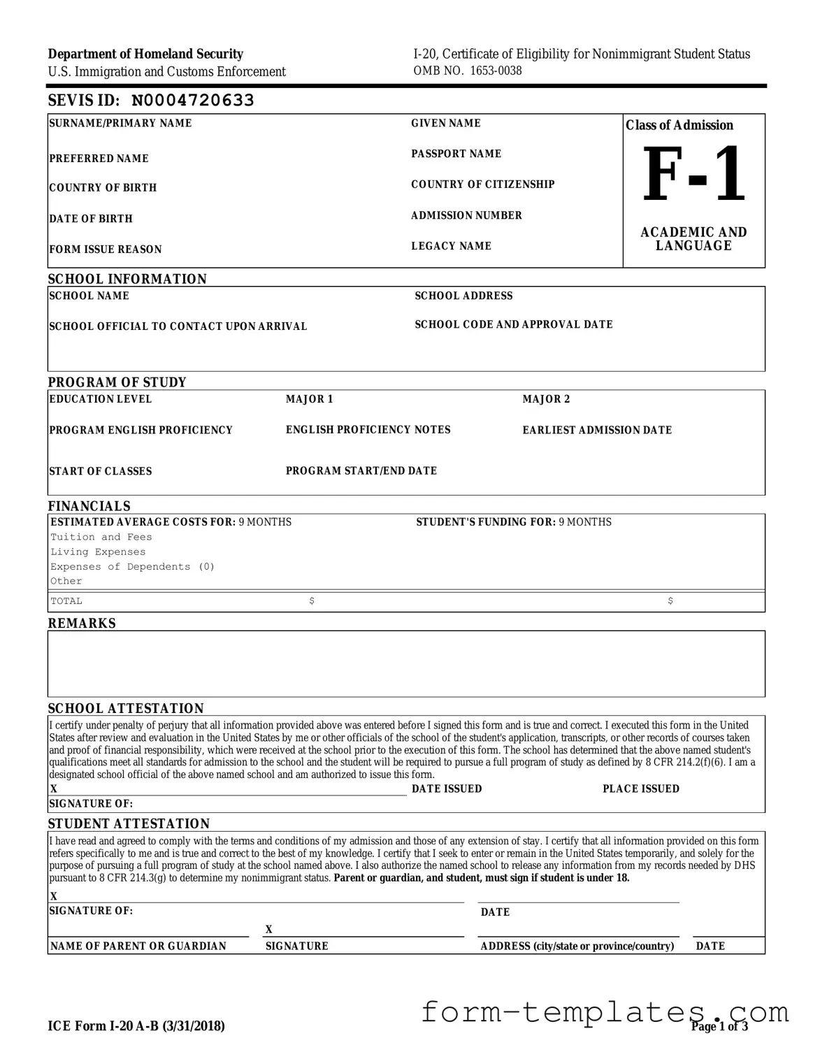 Fill Out a Valid I 20 Template