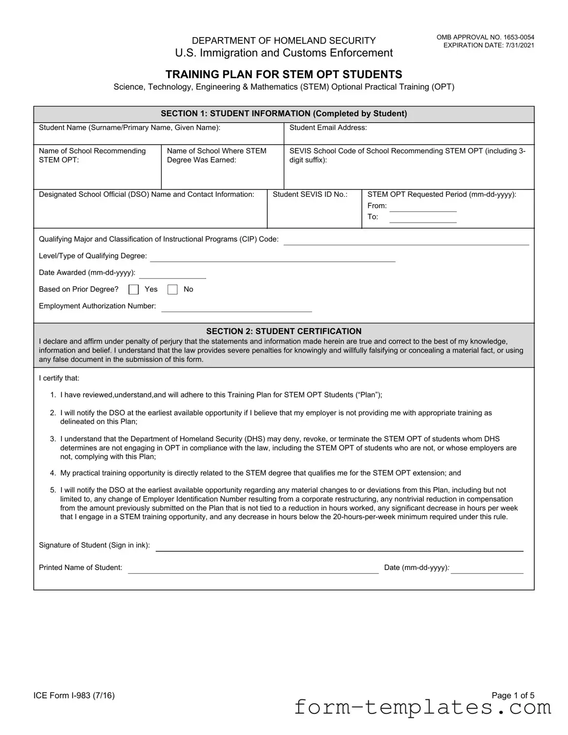Fill Out a Valid ICE I-983 Template
