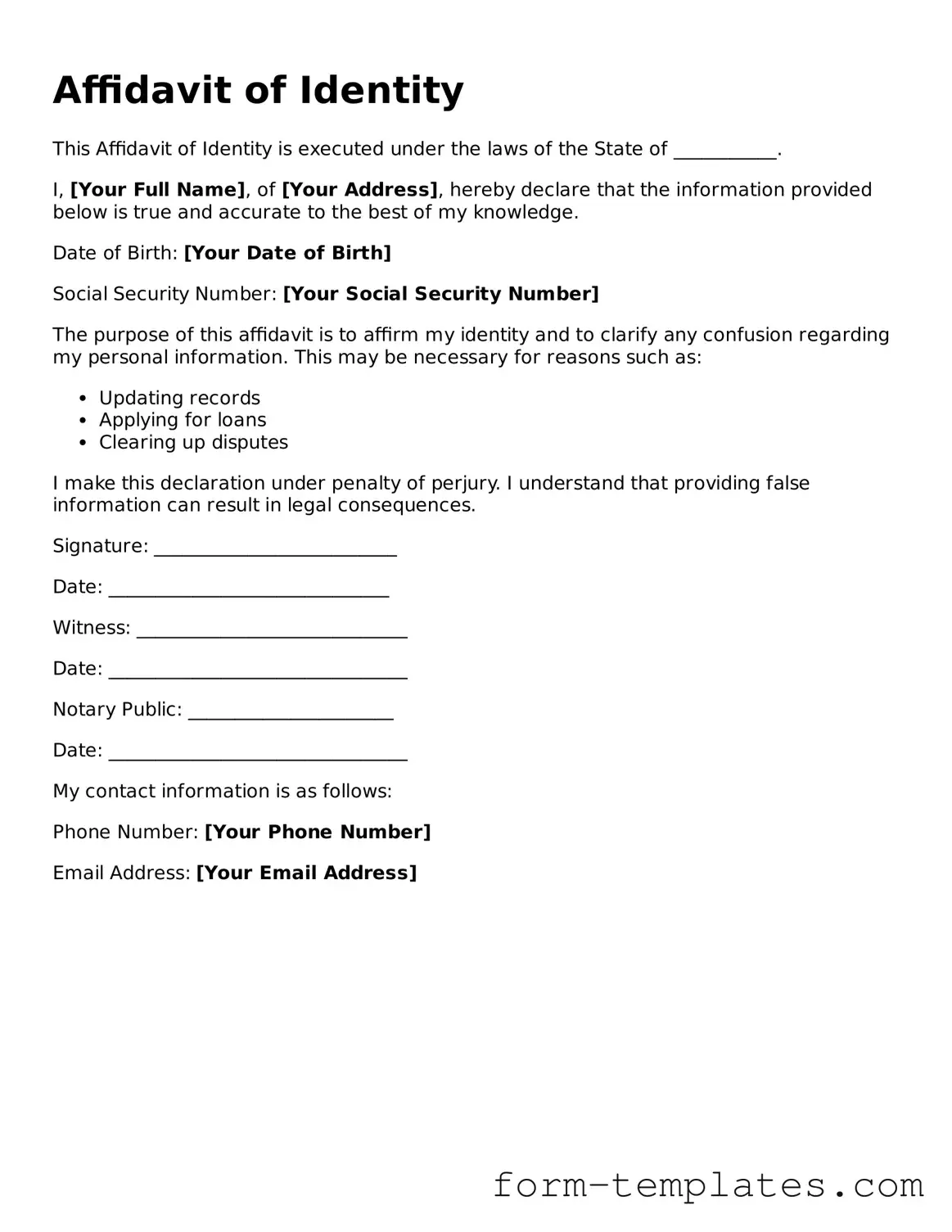 Attorney-Approved Affidavit of Identity Document