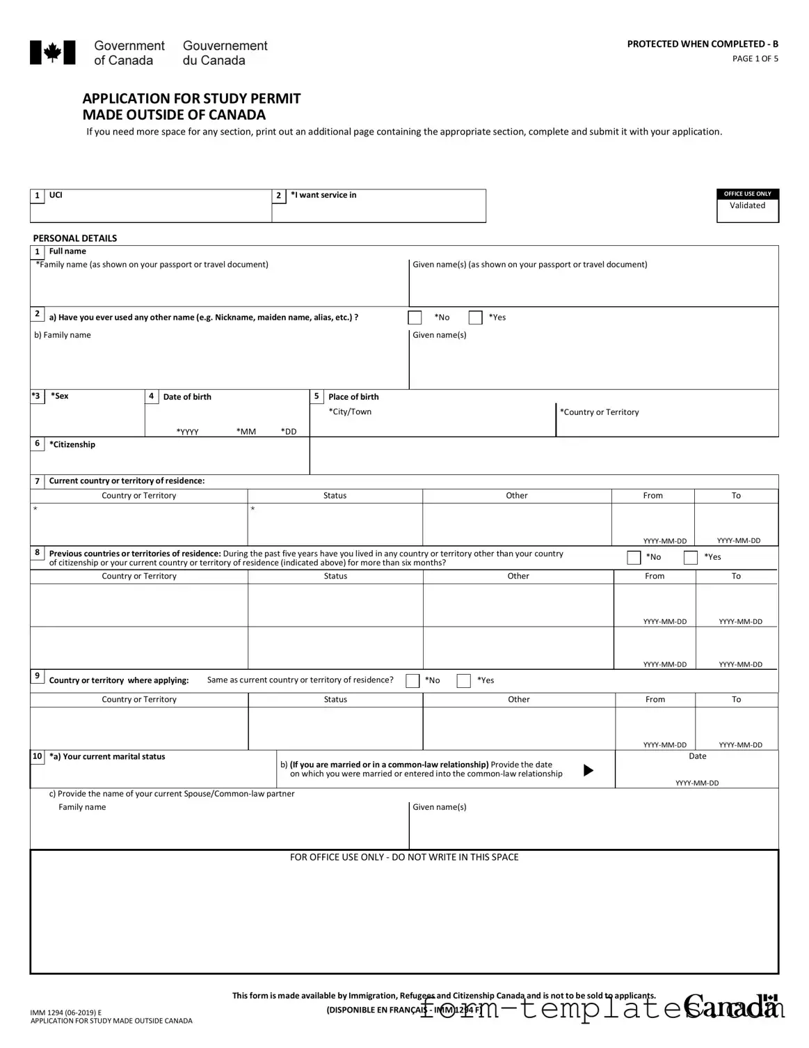 Fill Out a Valid Imm 1294 Template