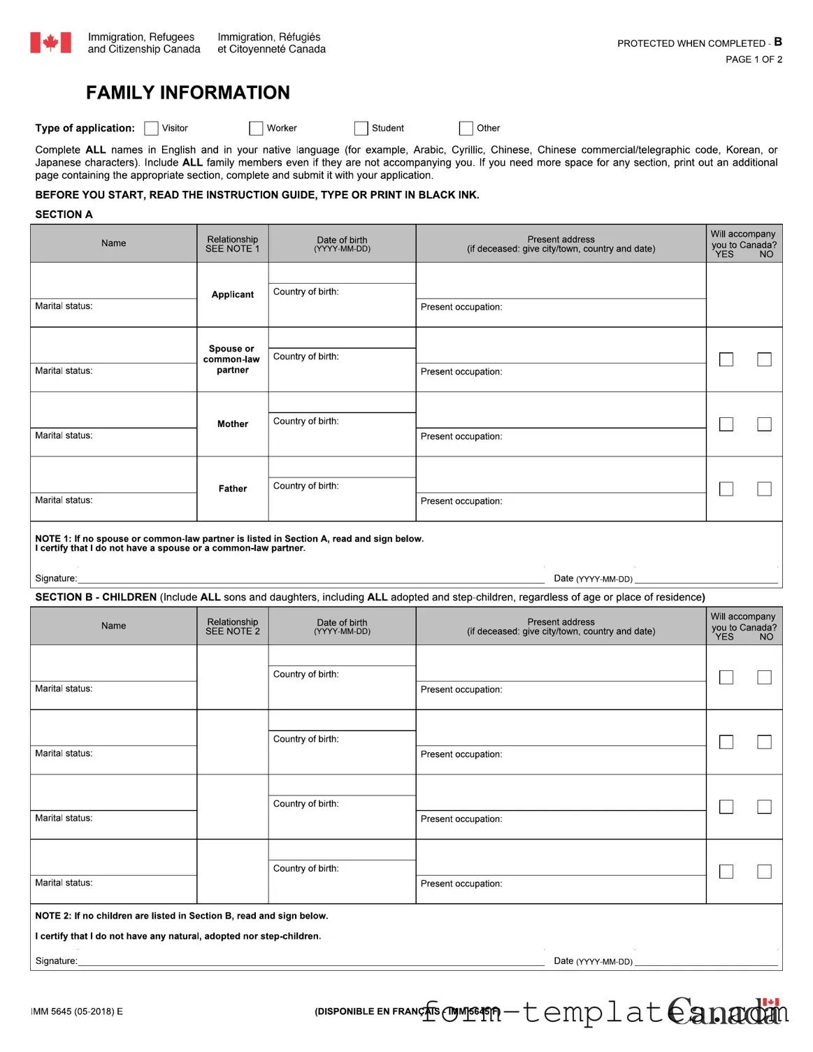 Fill Out a Valid Imm 5645 Template