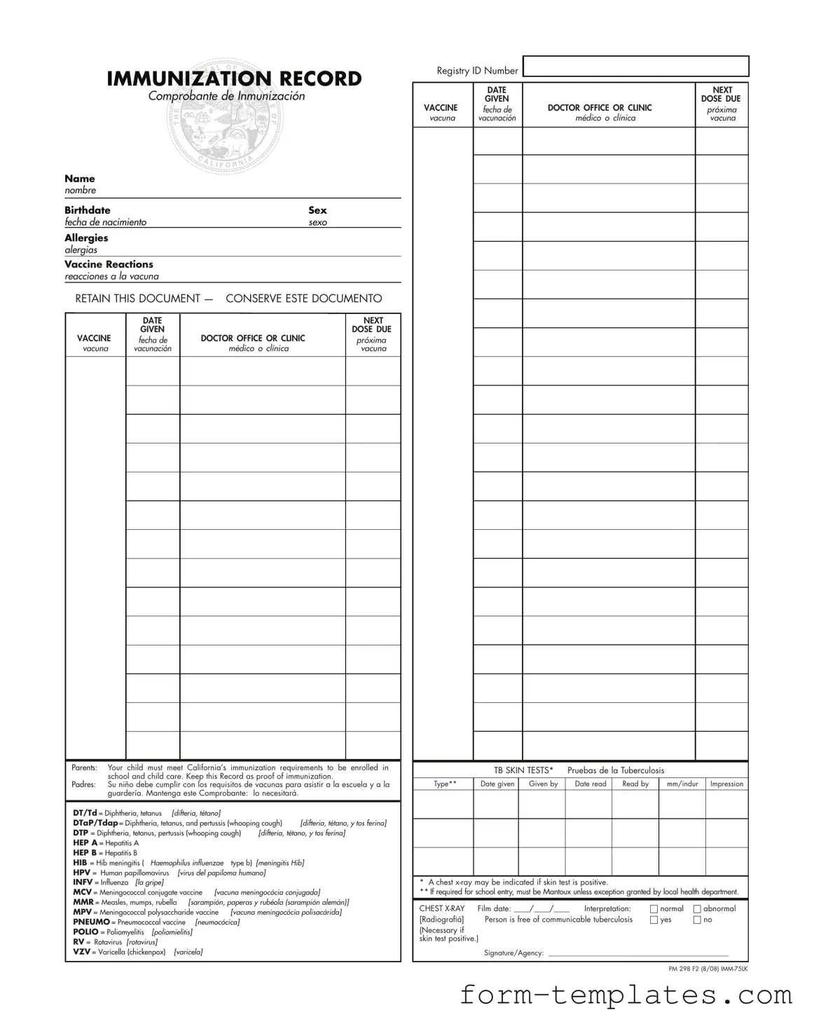 Fill Out a Valid Immunization Record Template