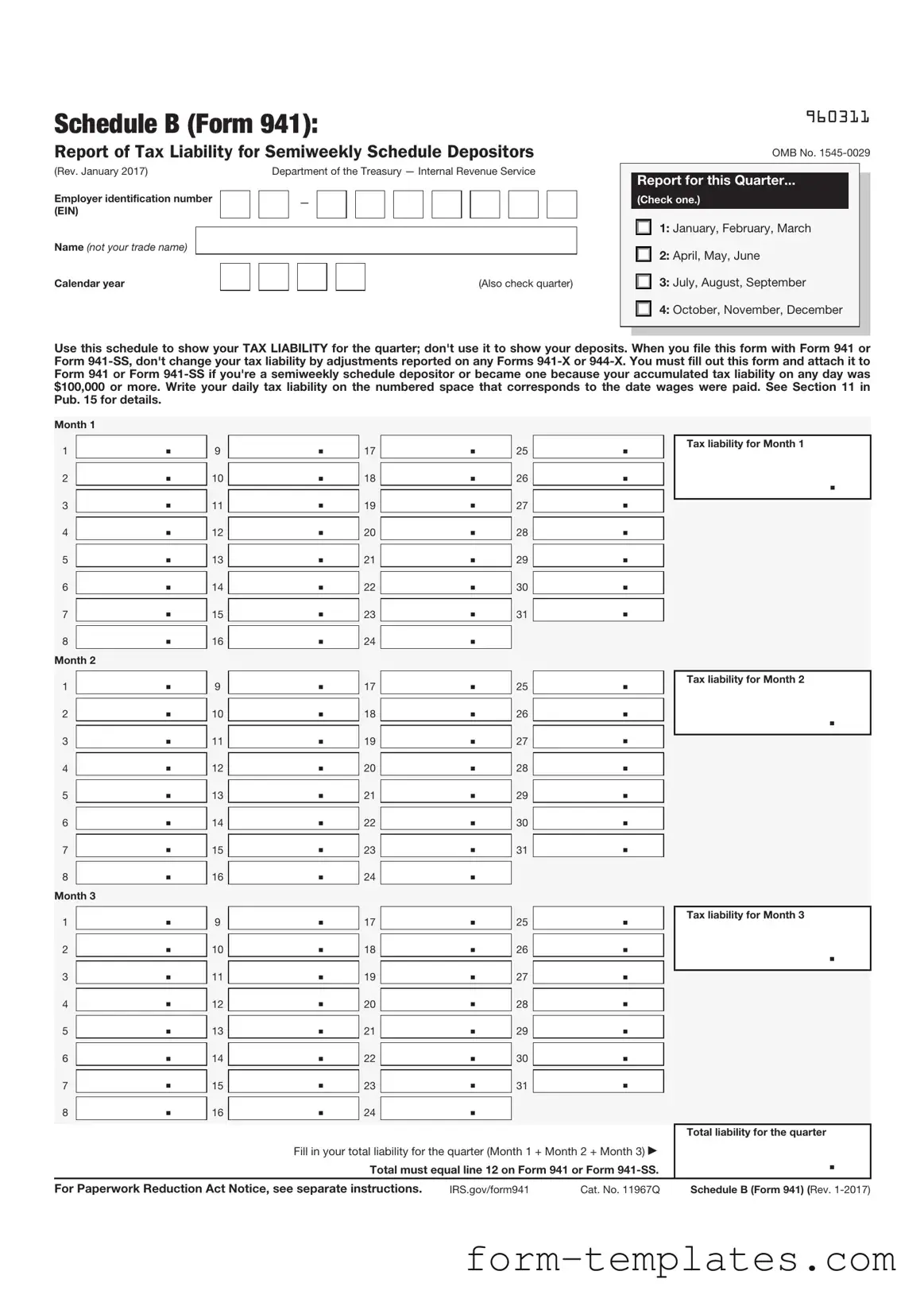Fill Out a Valid IRS Schedule B 941 Template
