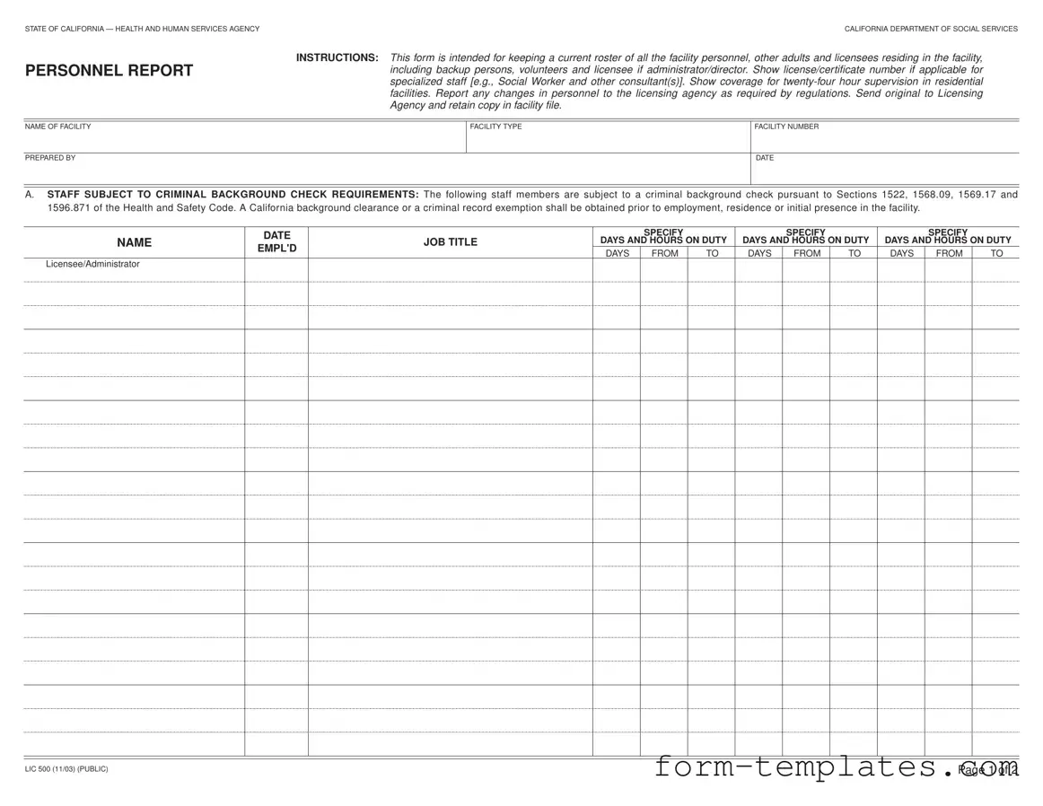 Fill Out a Valid Lic 500 Template
