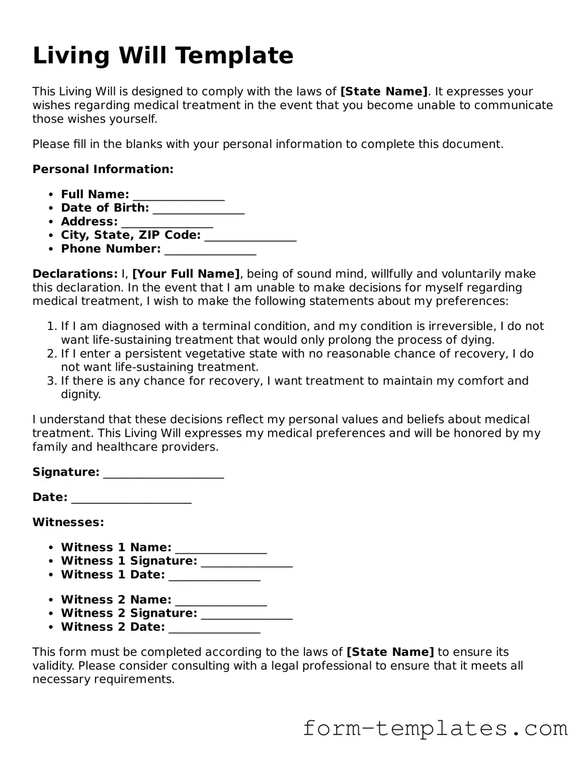 Attorney-Approved Living Will Document
