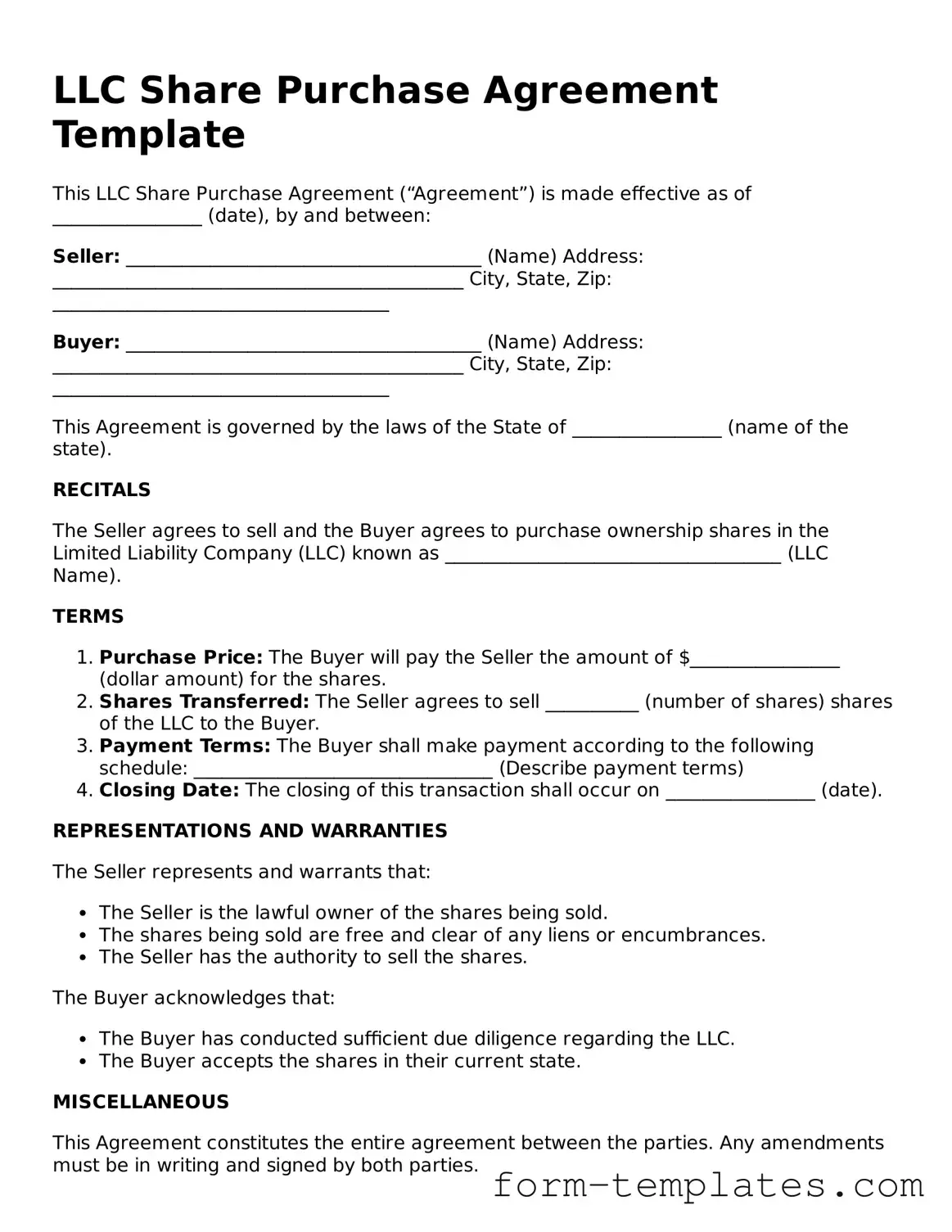 Attorney-Approved LLC Share Purchase Agreement Document