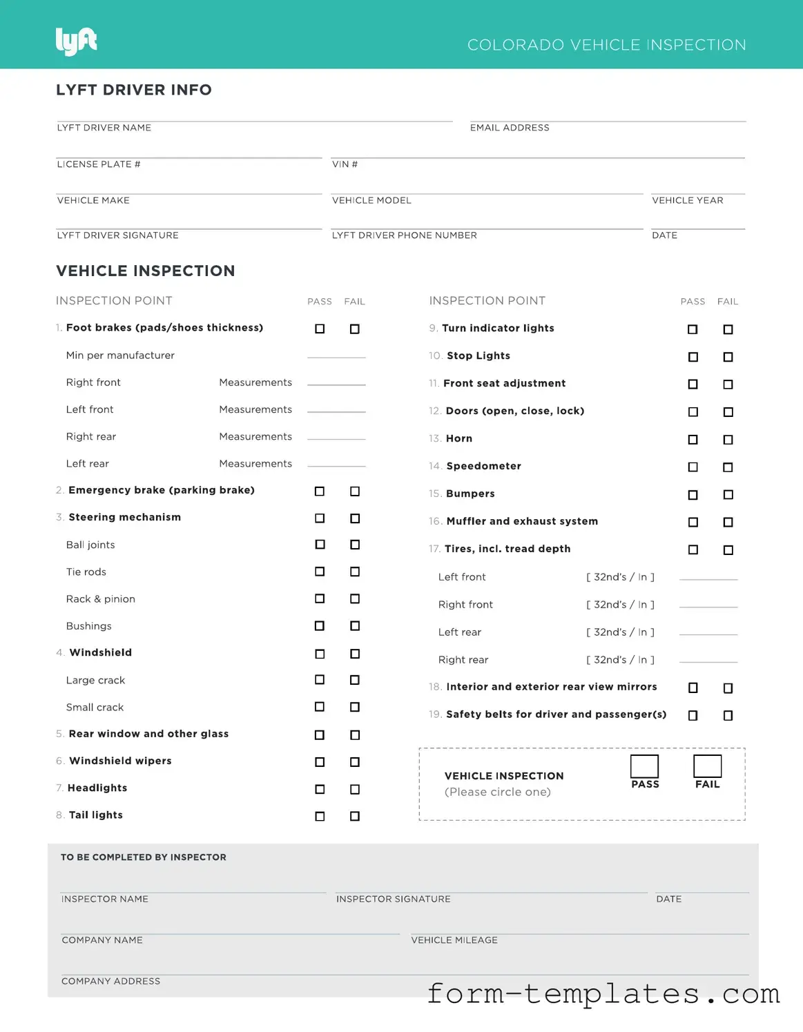 Fill Out a Valid Lyft Inspection Template