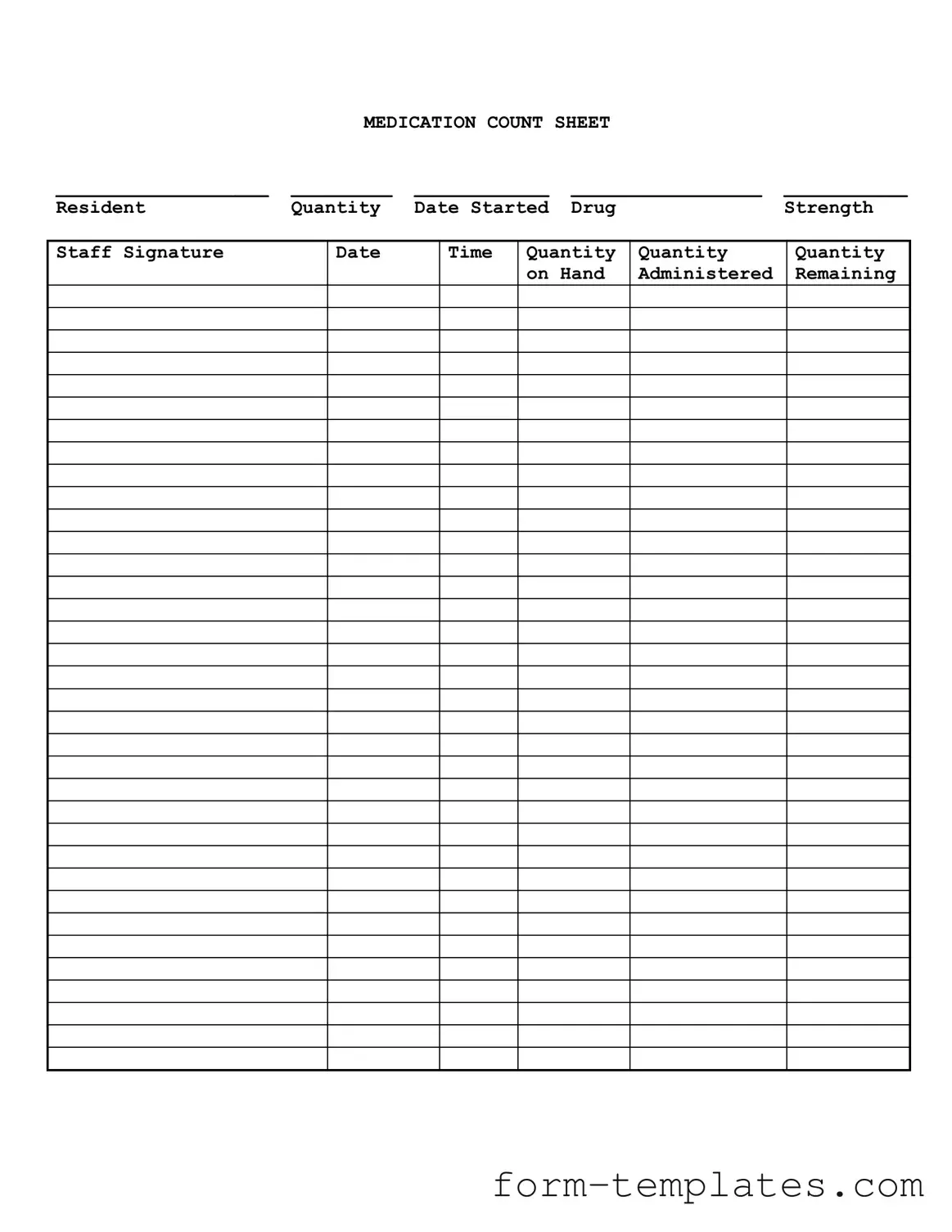 Fill Out a Valid Medication Count Sheet Template