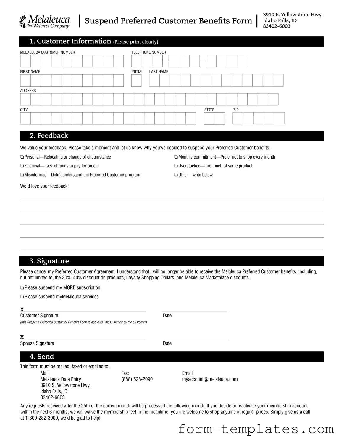 Fill Out a Valid Melaleuca Cancellation Template