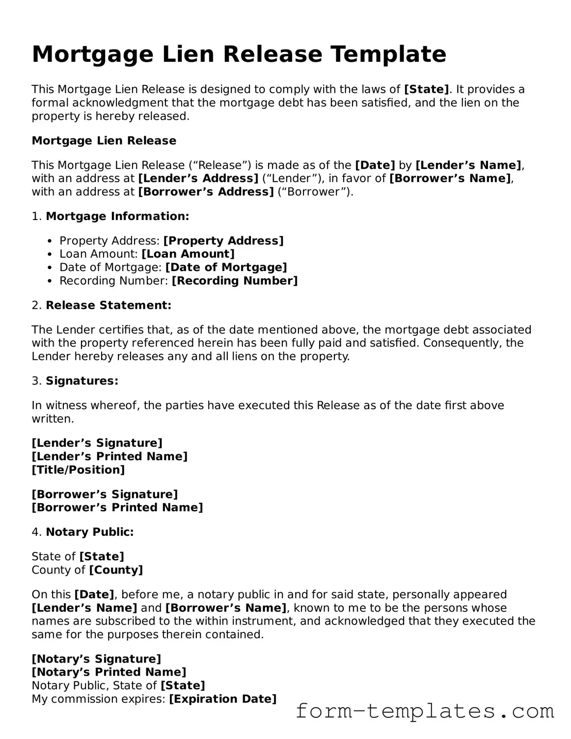Attorney-Approved Mortgage Lien Release Document