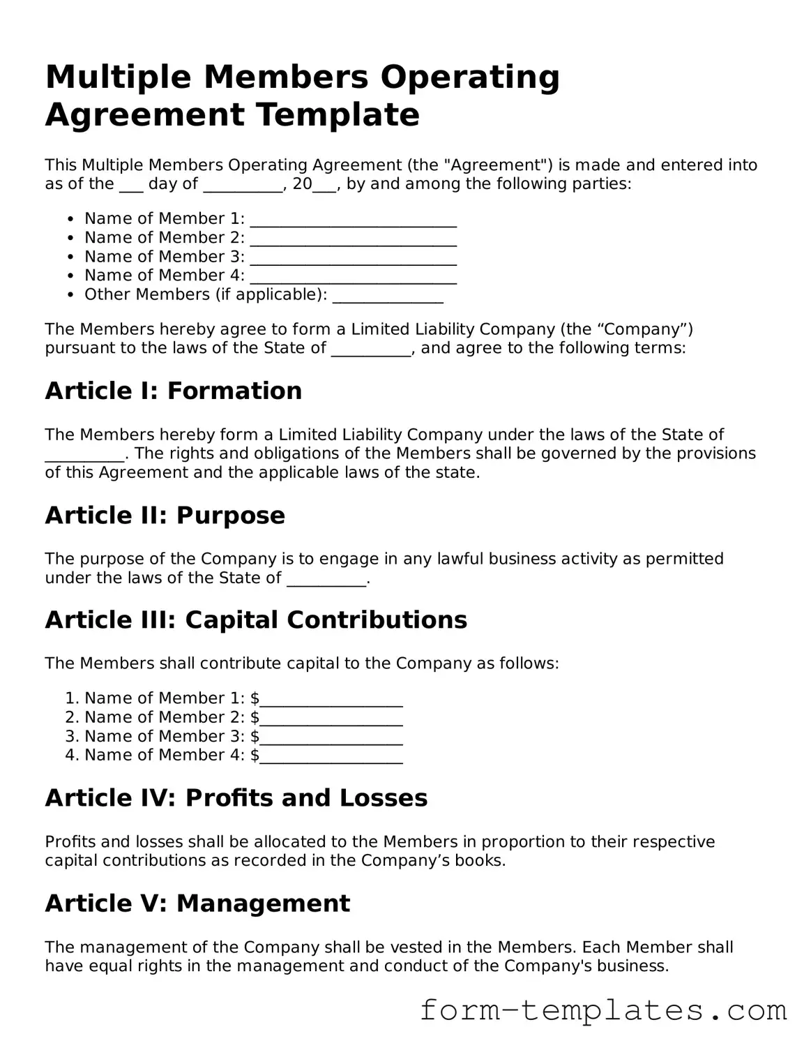 Attorney-Approved Multiple Members Operating Agreement Document