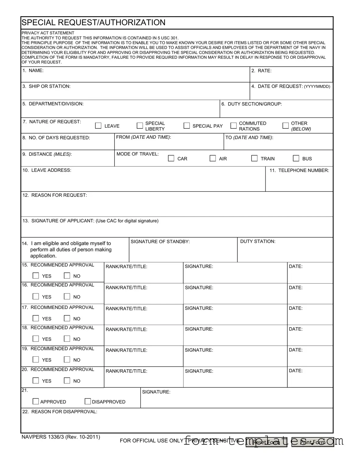 Fill Out a Valid Navpers 1336 3 Template