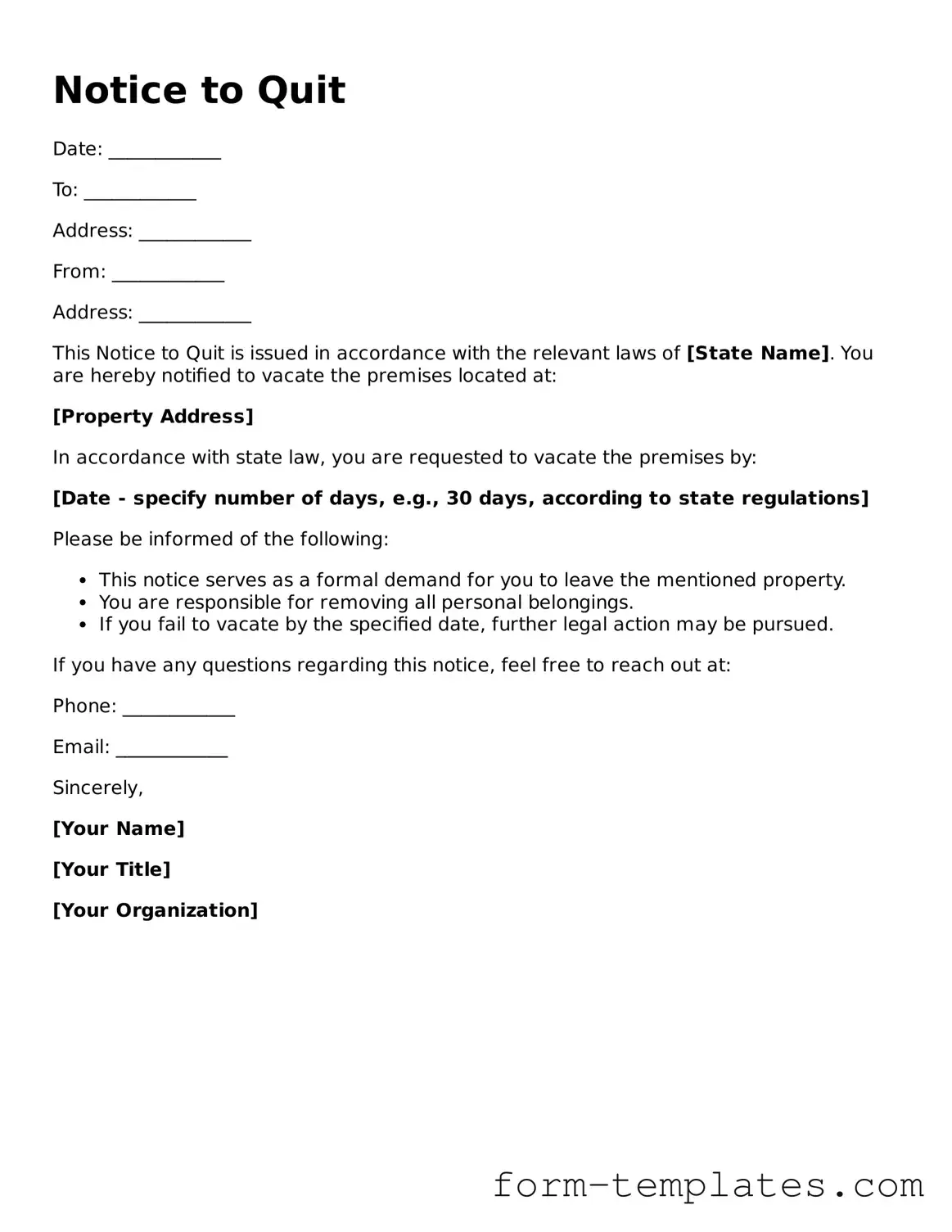 Attorney-Approved Notice to Quit Document