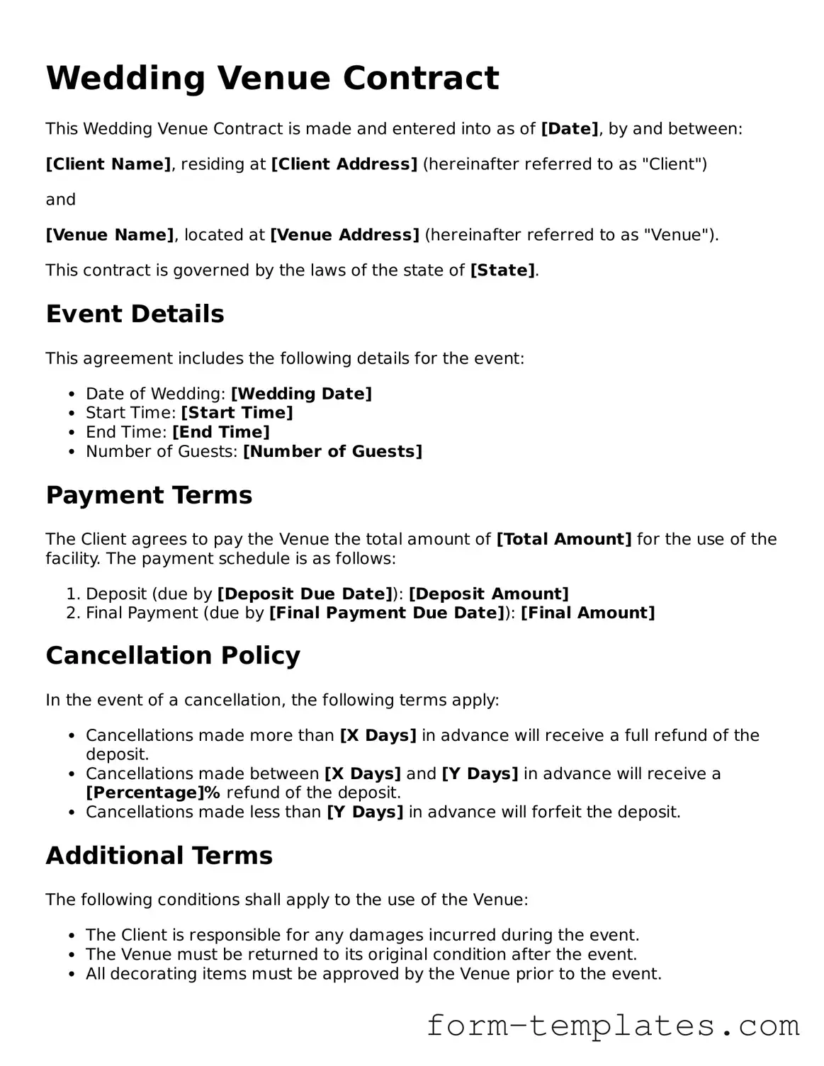 Attorney-Approved Wedding Venue Contract Document