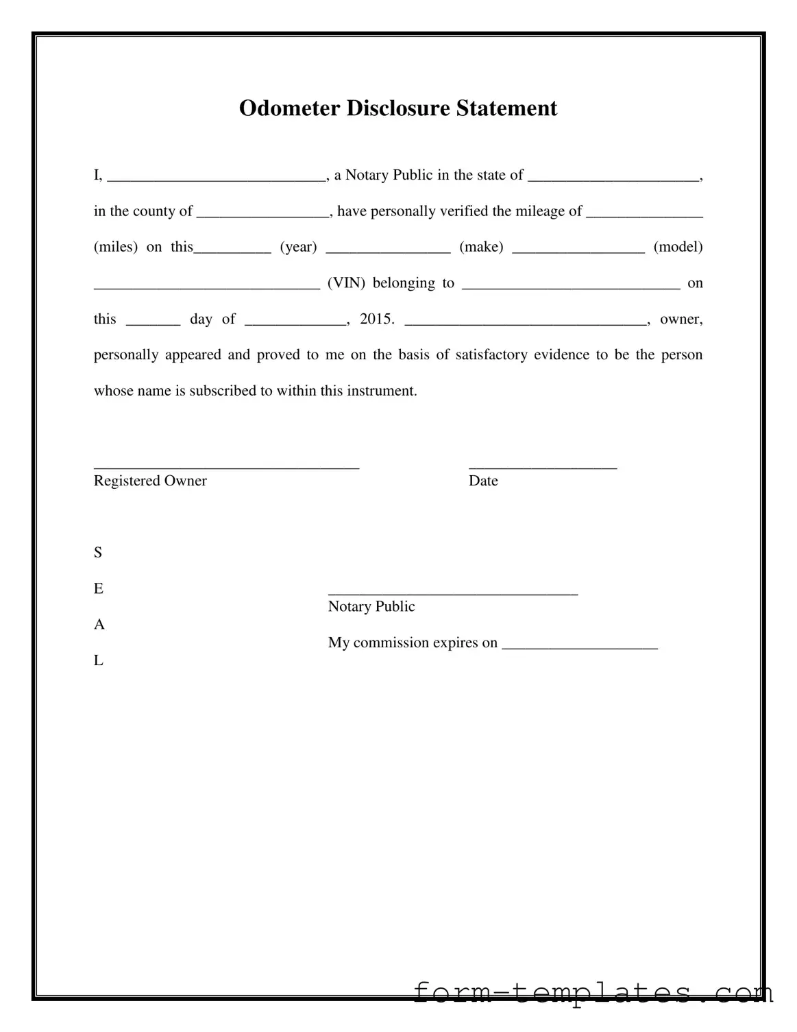 Fill Out a Valid Notarized Odometer Statement Template