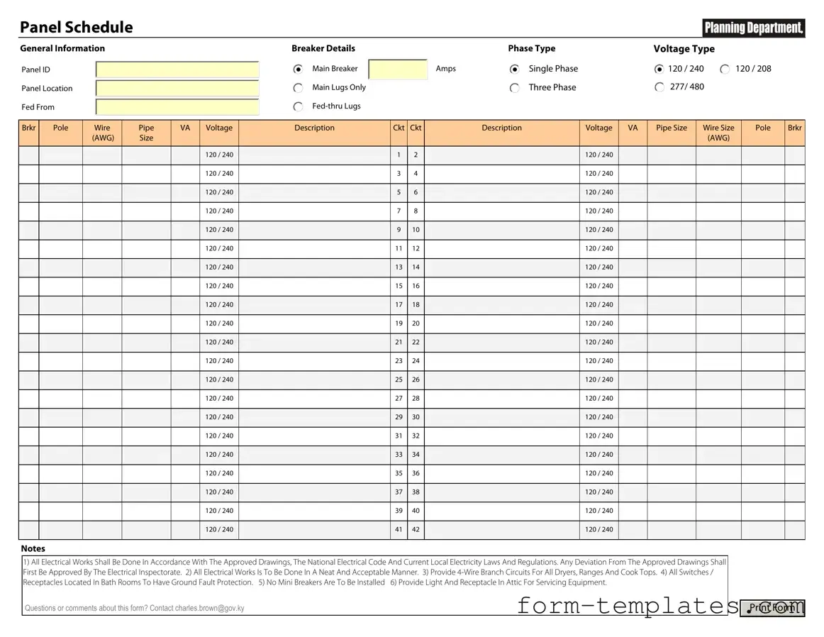 Fill Out a Valid Electrical Panel Schedule Template