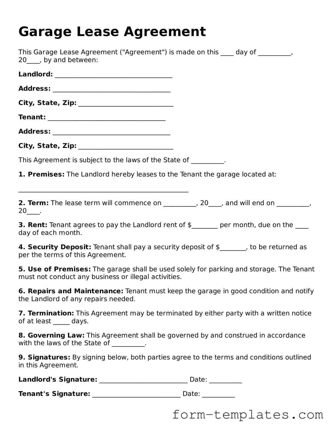 Attorney-Approved Garage Lease Agreement Document